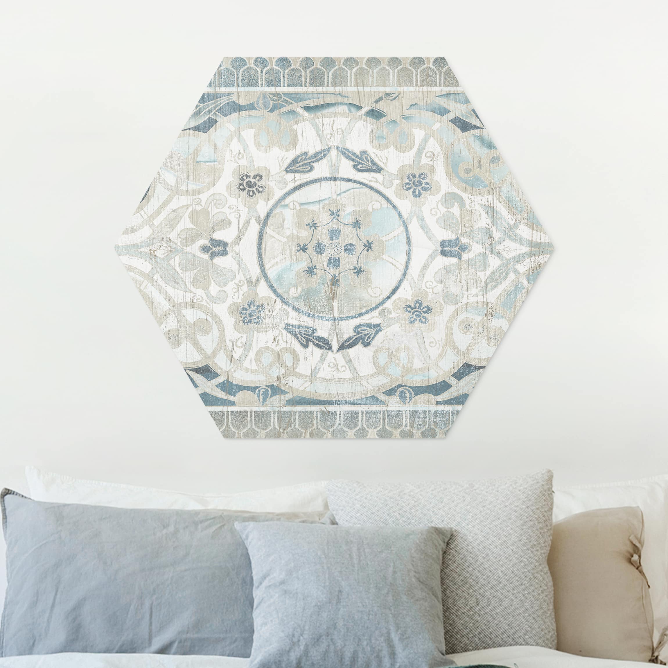 Hexagon-Forexbild Holzpaneel Persisch Vintage I