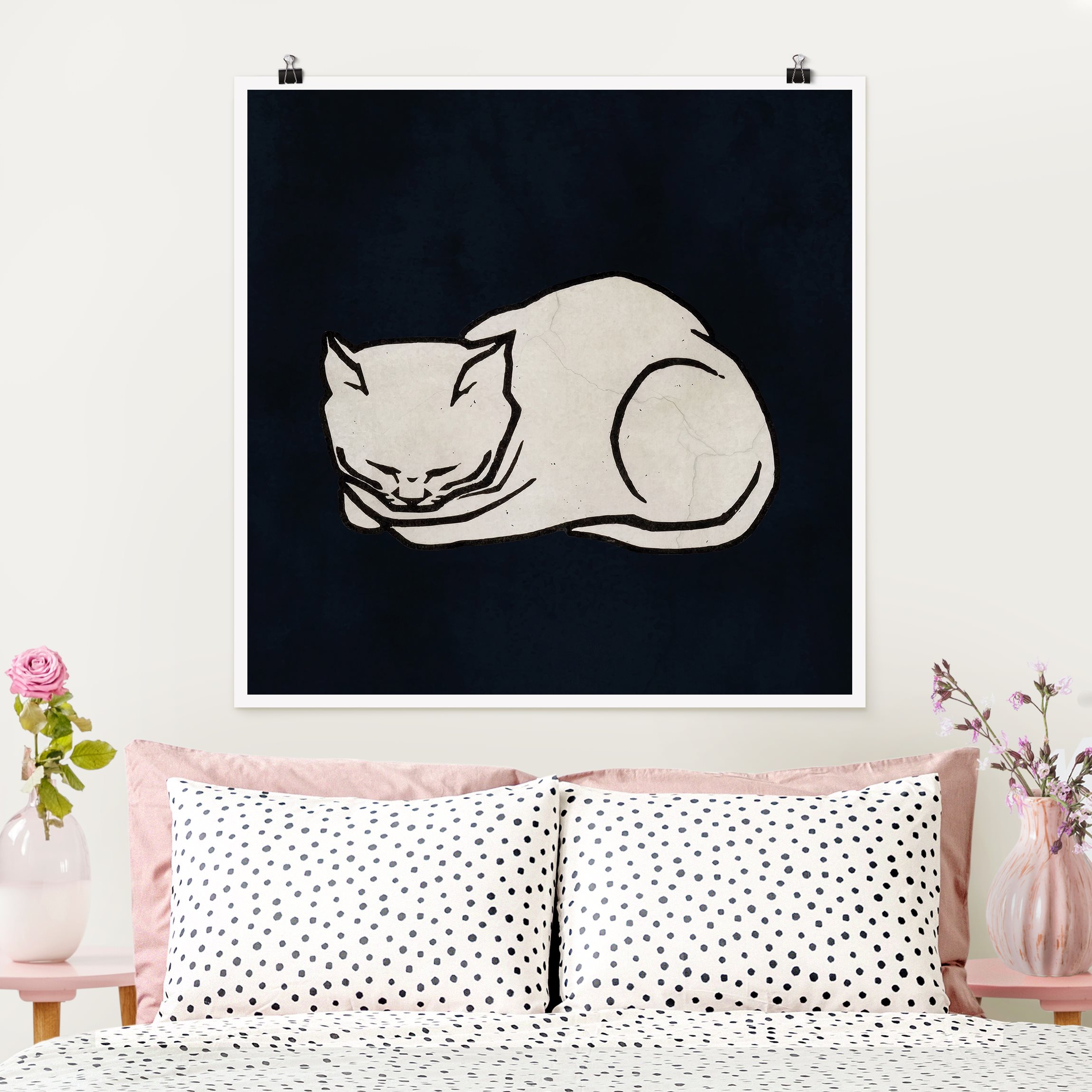 Poster Tiere Schlafende Katze Illustration