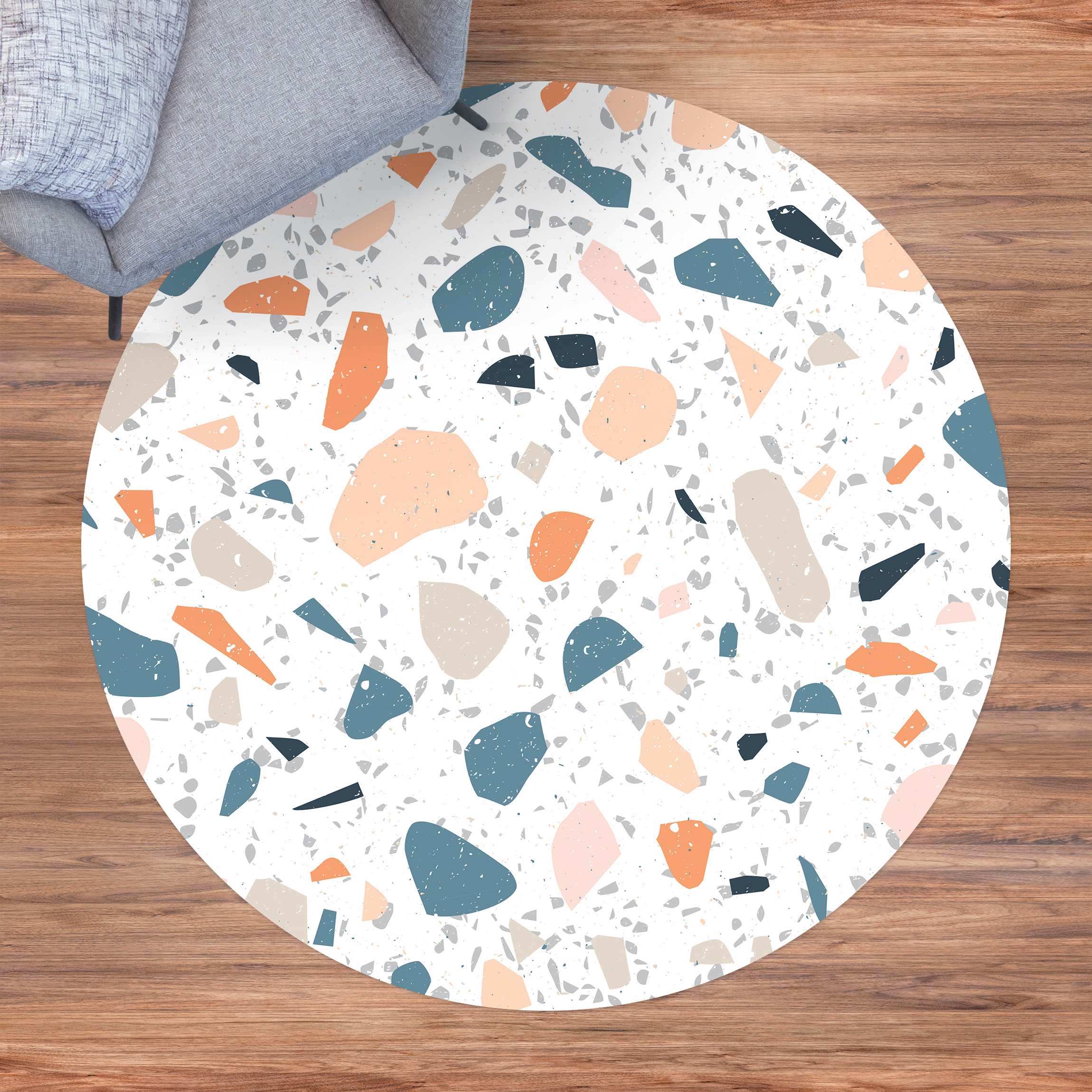 Runder Vinyl-Teppich Detailliertes Terrazzo Muster Asti