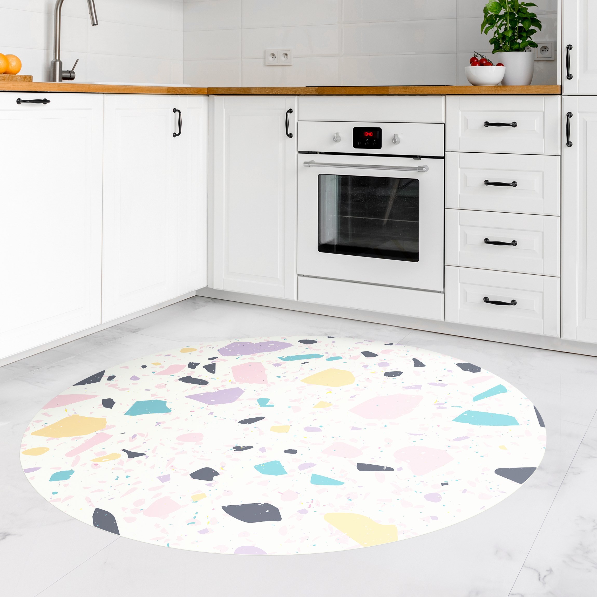 Runder Vinyl-Teppich Detailliertes Terrazzo Muster Capri