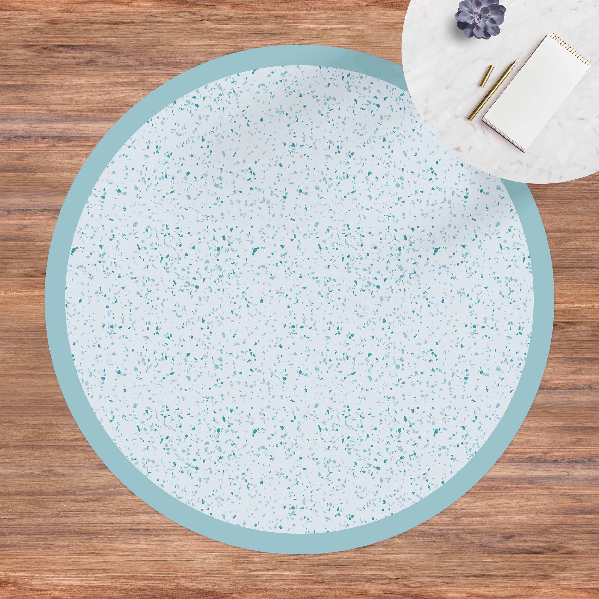 Runder Vinyl-Teppich Detailliertes Terrazzo Muster Genua mit Rahmen