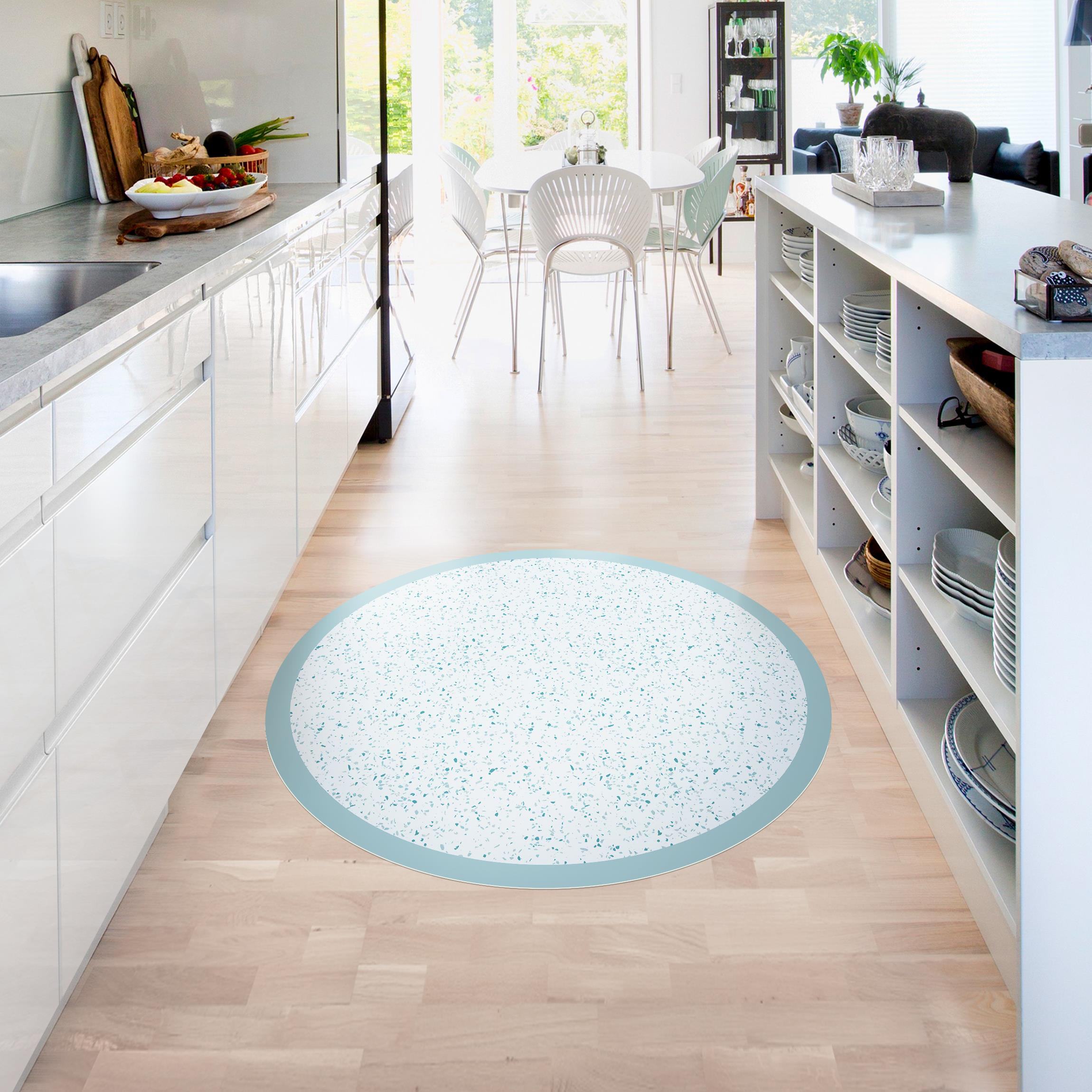 Runder Vinyl-Teppich Detailliertes Terrazzo Muster Genua mit Rahmen