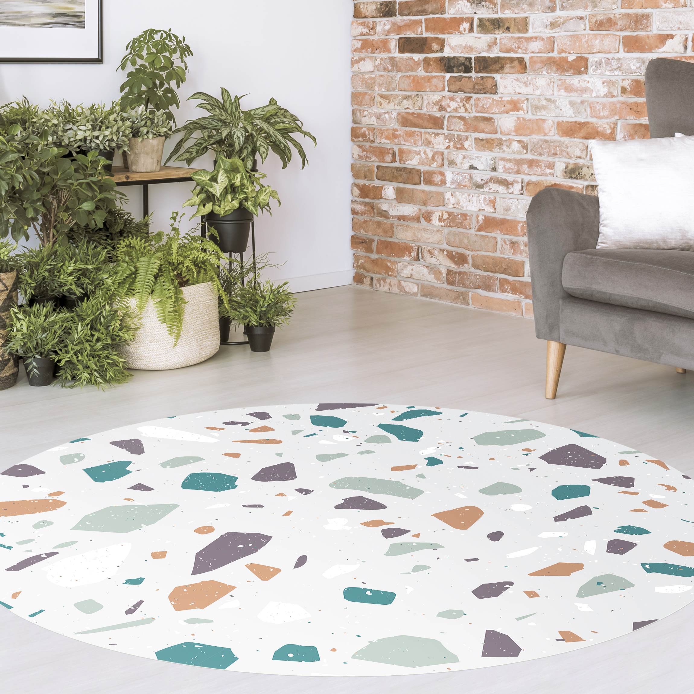 Runder Vinyl-Teppich Detailliertes Terrazzo Muster Grosseto