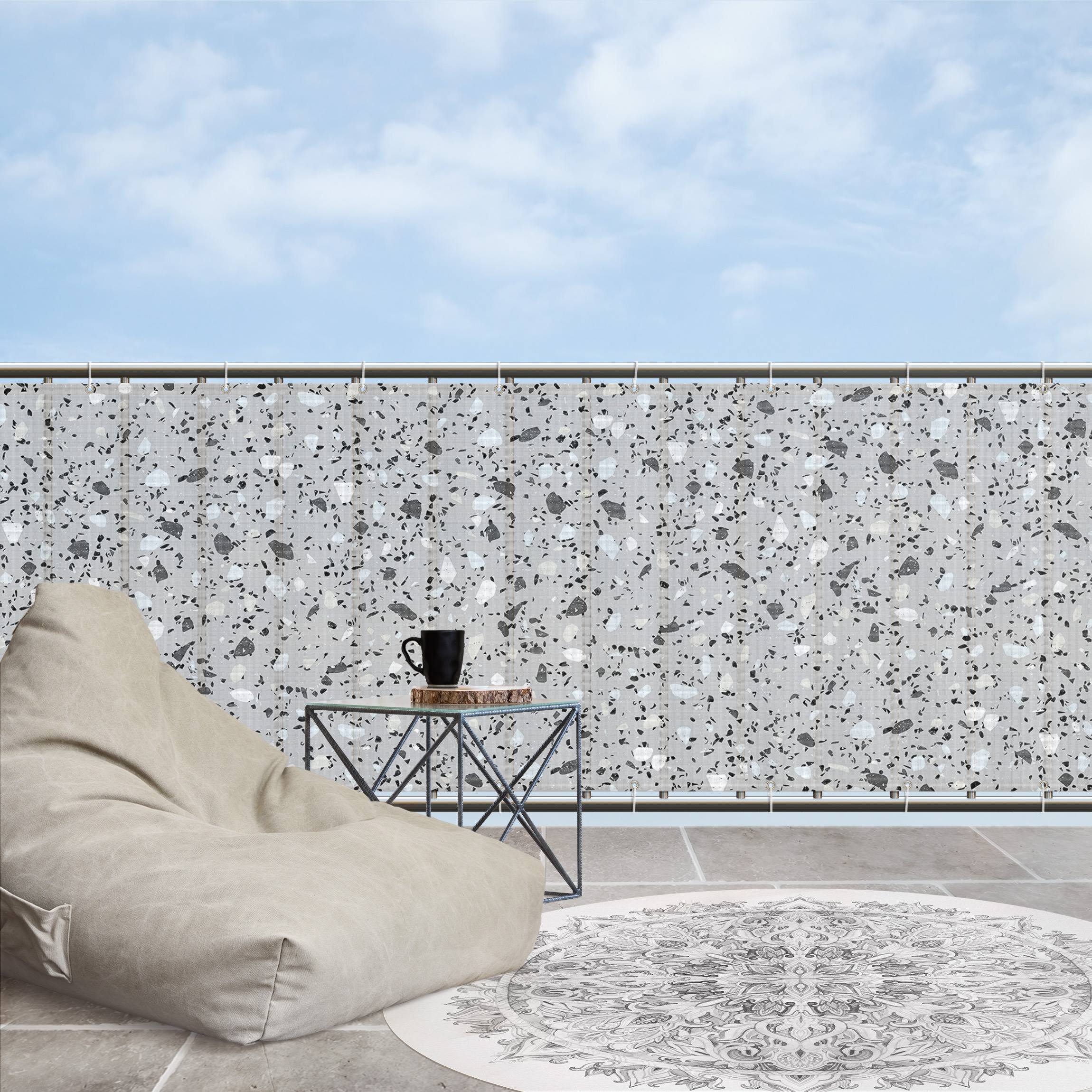 Balkon Sichtschutz Detailliertes Terrazzo Muster Massa
