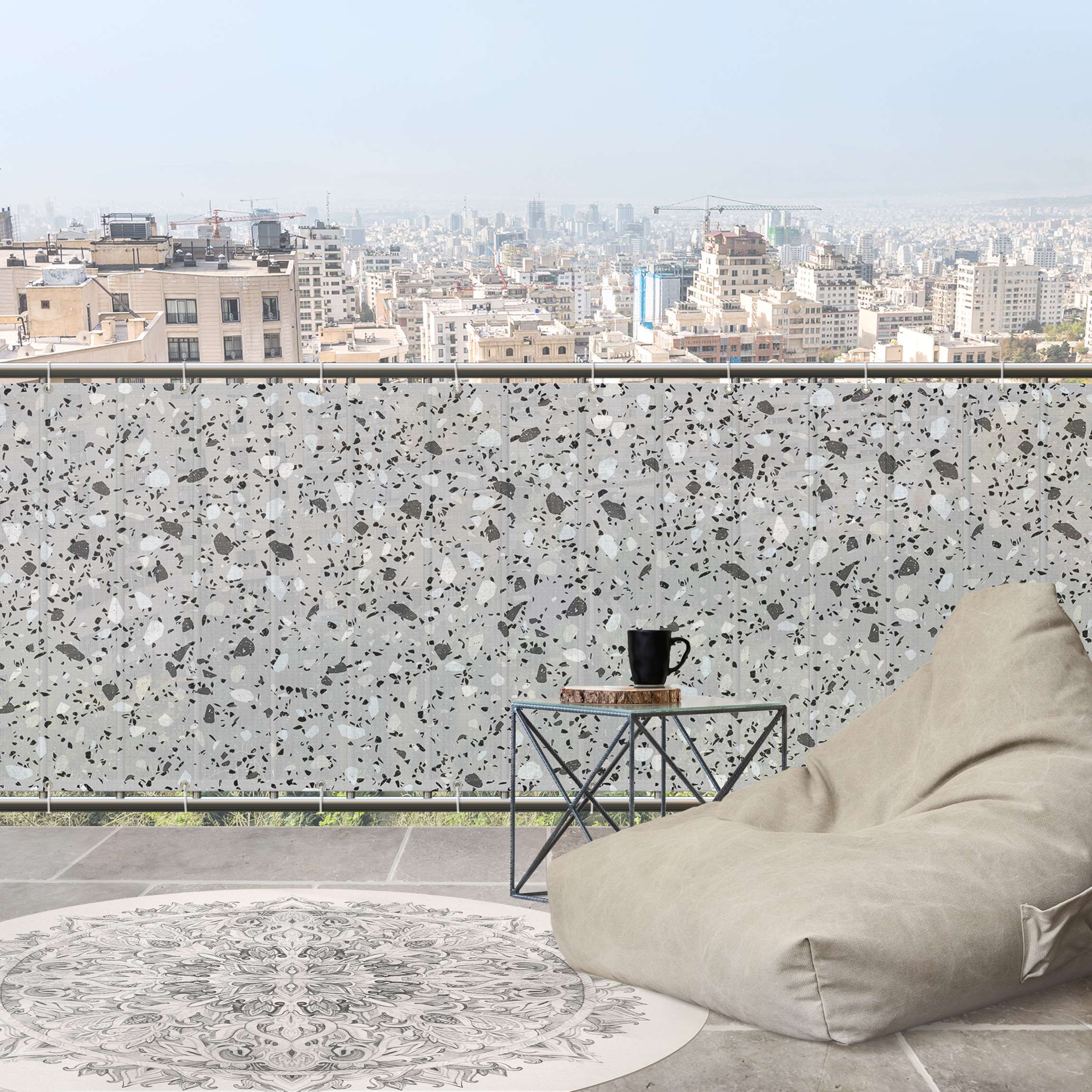 Balkon Sichtschutz Detailliertes Terrazzo Muster Massa