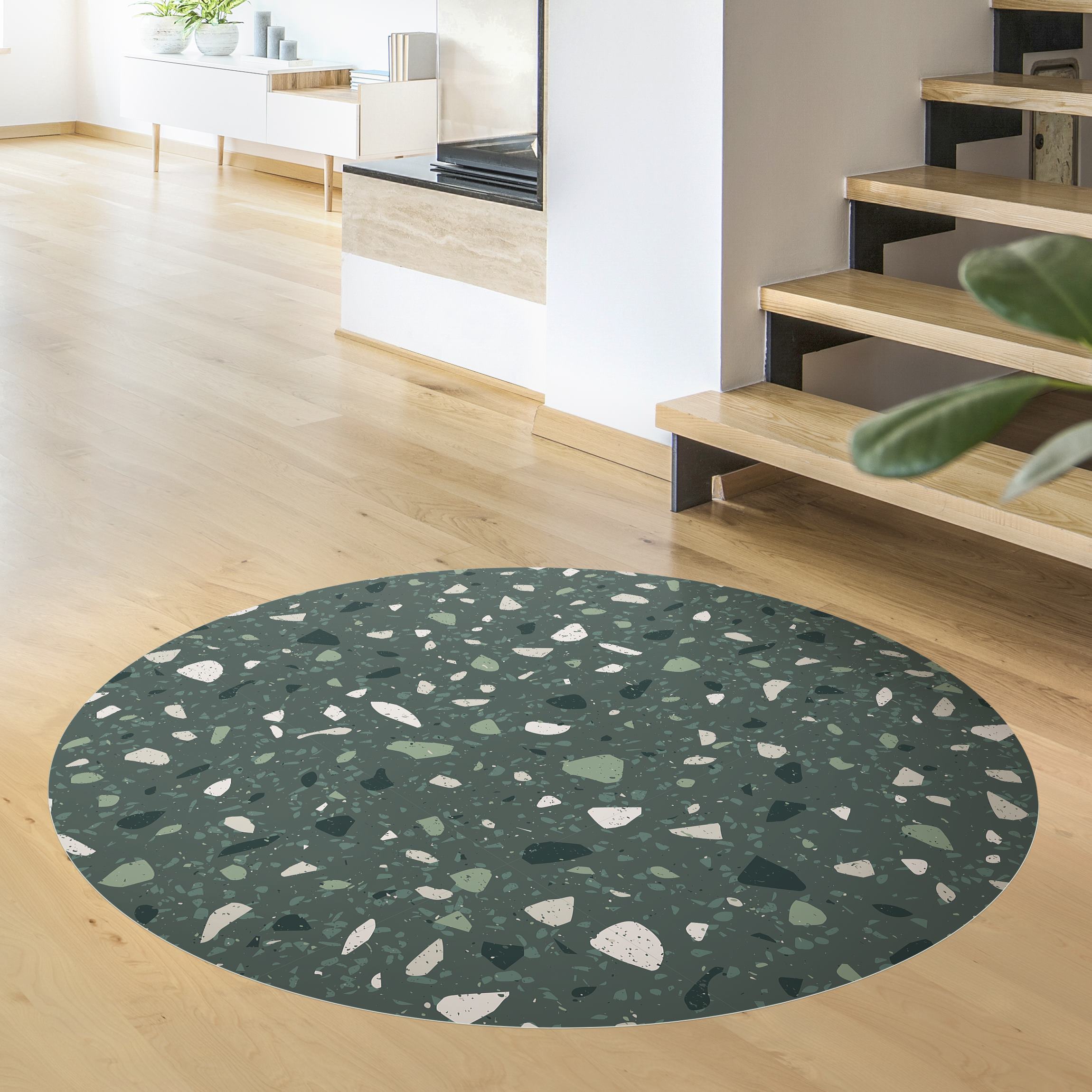 Runder Vinyl-Teppich Detailliertes Terrazzo Muster Messina