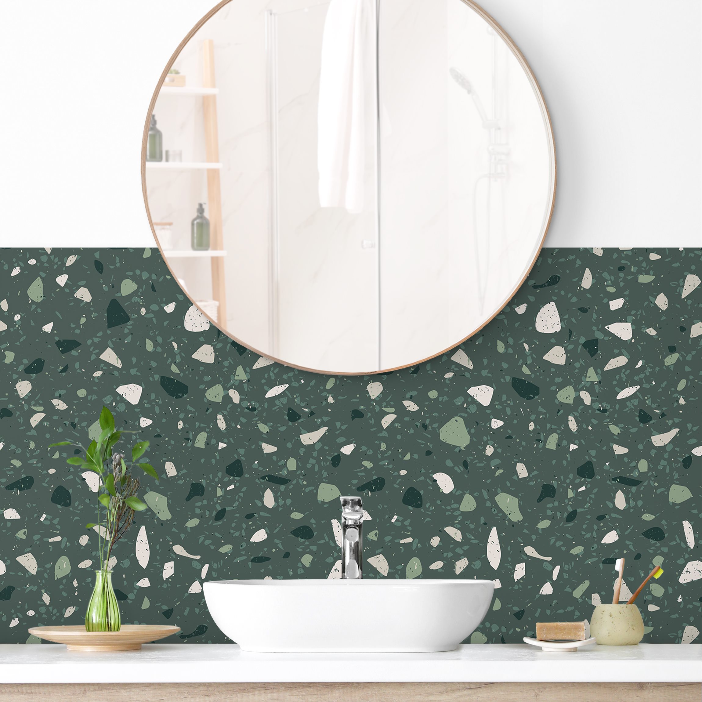 Wandverkleidung Bad Detailliertes Terrazzo Muster Messina