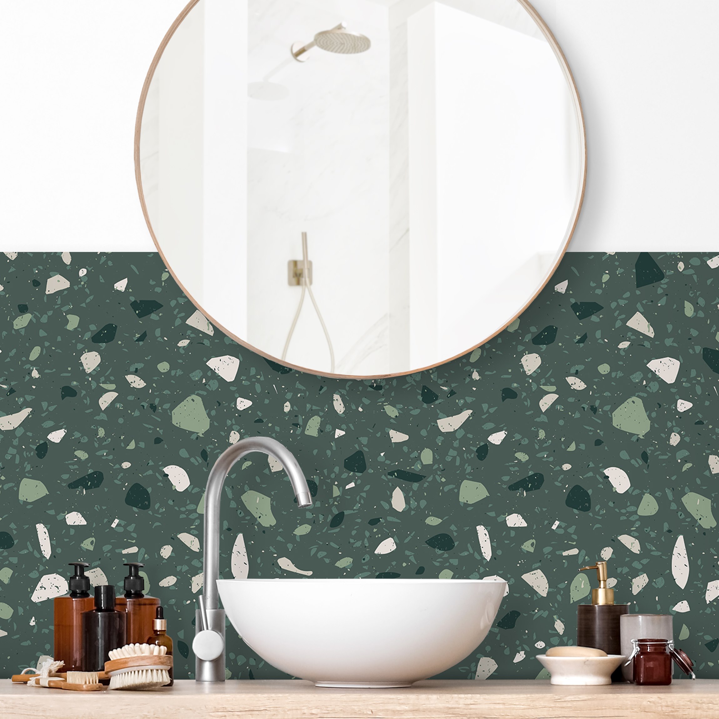 Wandverkleidung Bad Detailliertes Terrazzo Muster Messina