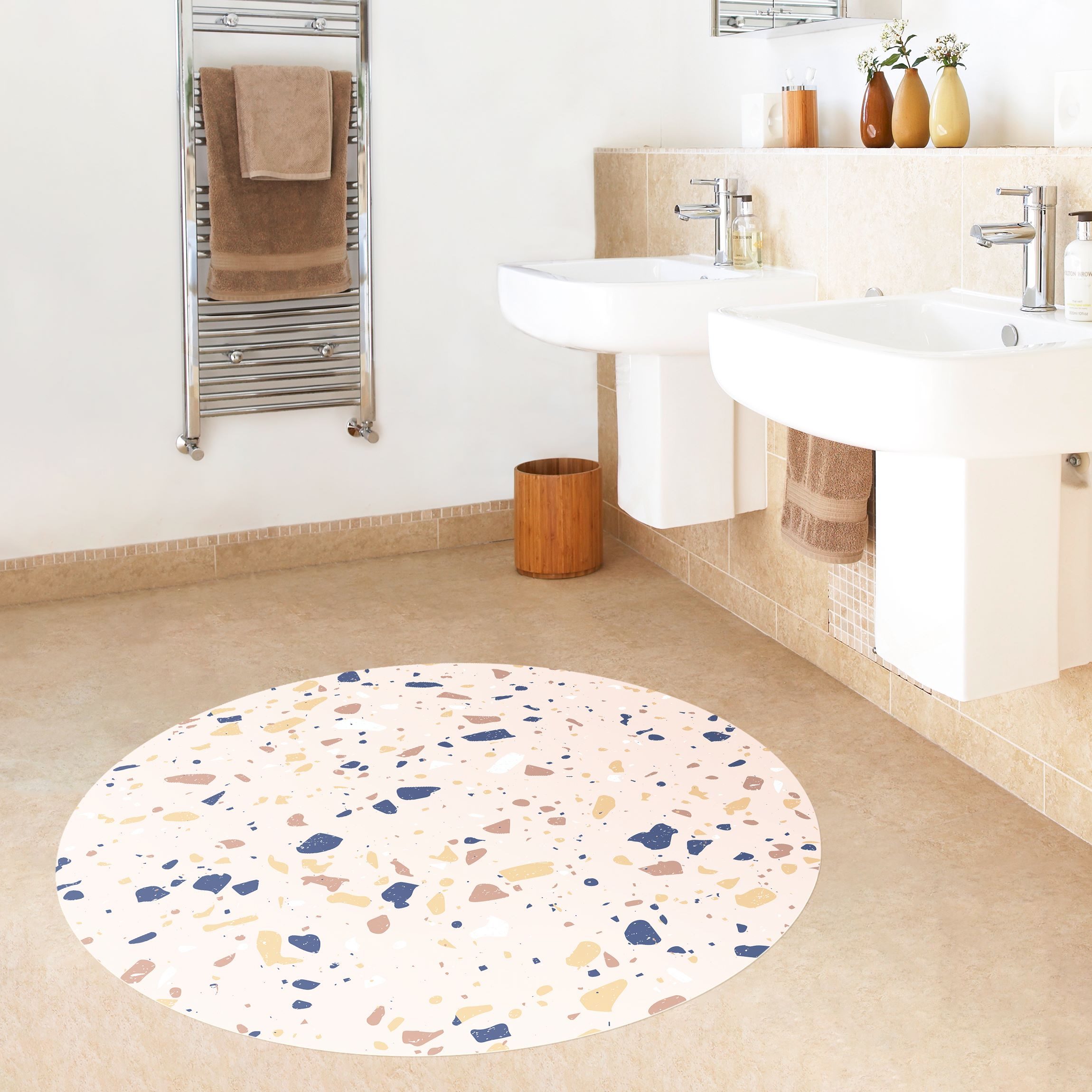 Runder Vinyl-Teppich Detailliertes Terrazzo Muster Padova