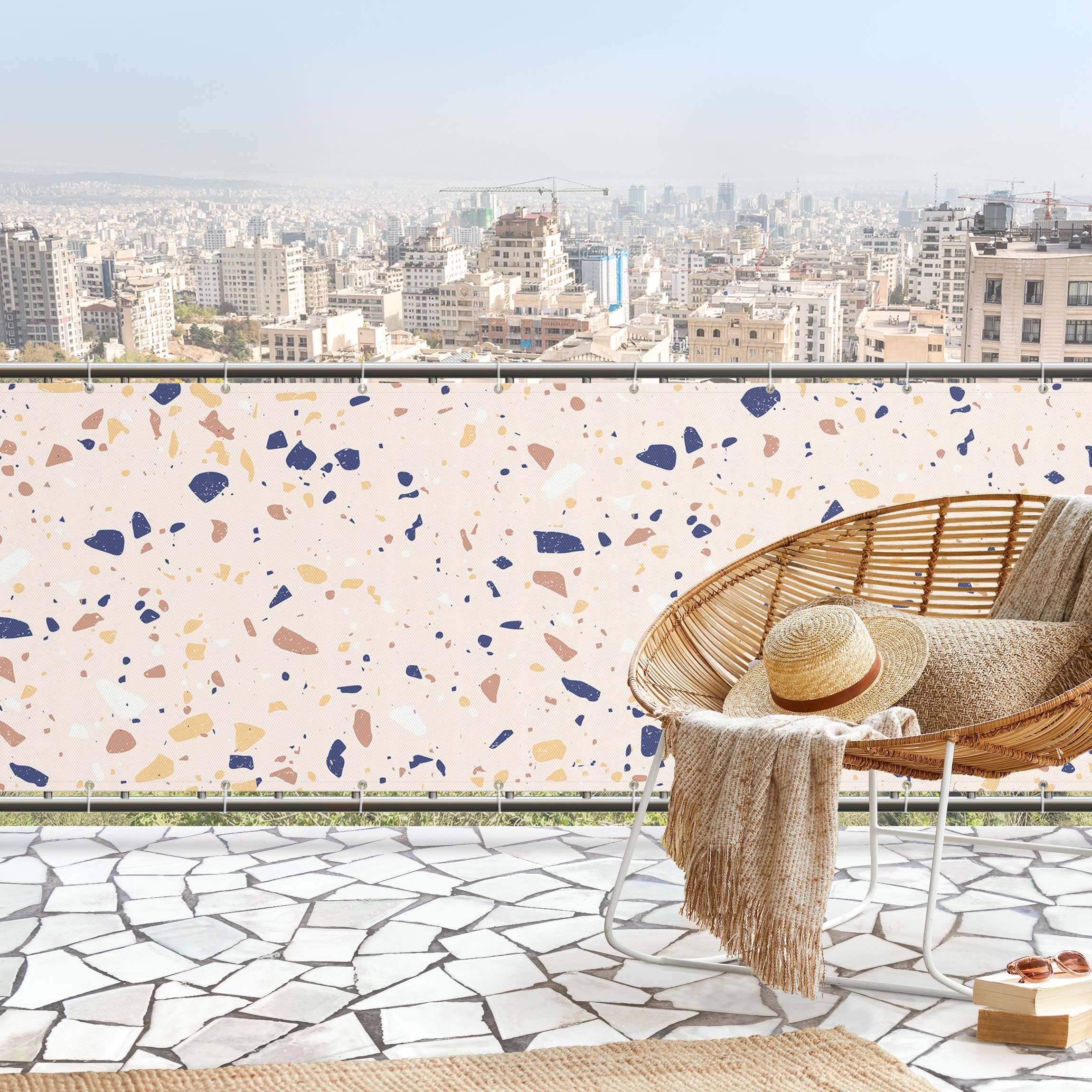 Balkon Sichtschutz Detailliertes Terrazzo Muster Padova