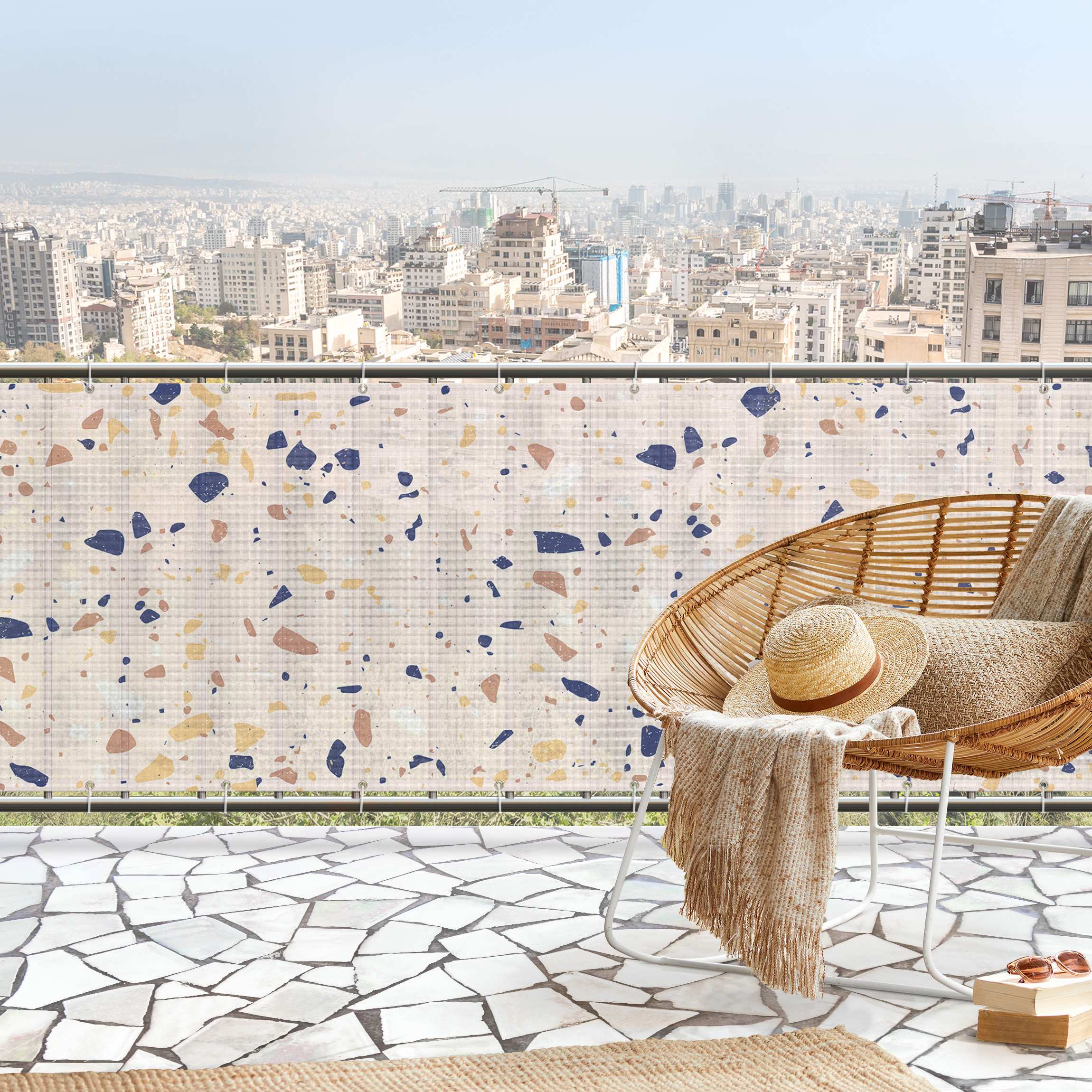 Balkon Sichtschutz Detailliertes Terrazzo Muster Padova