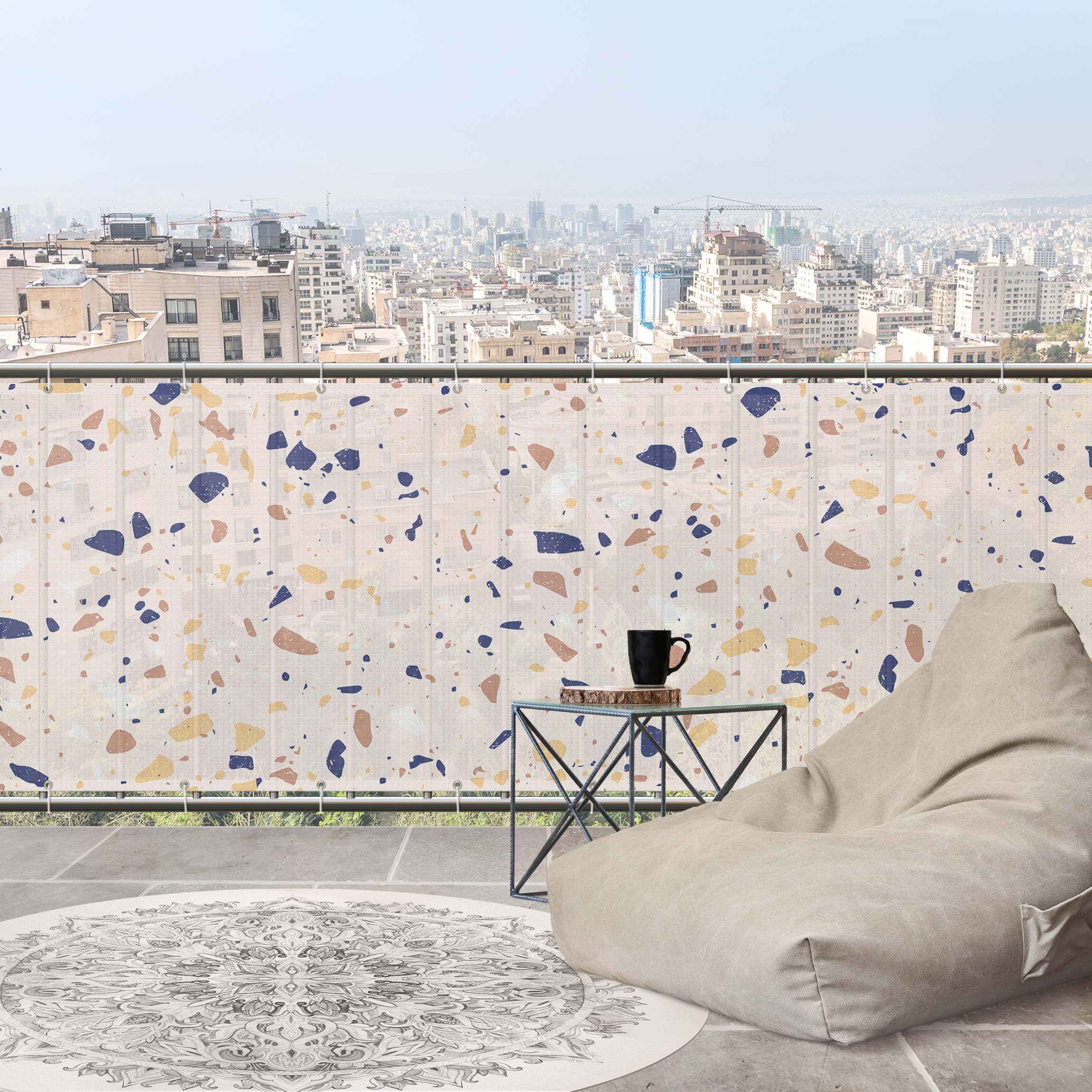 Balkon Sichtschutz Detailliertes Terrazzo Muster Padova