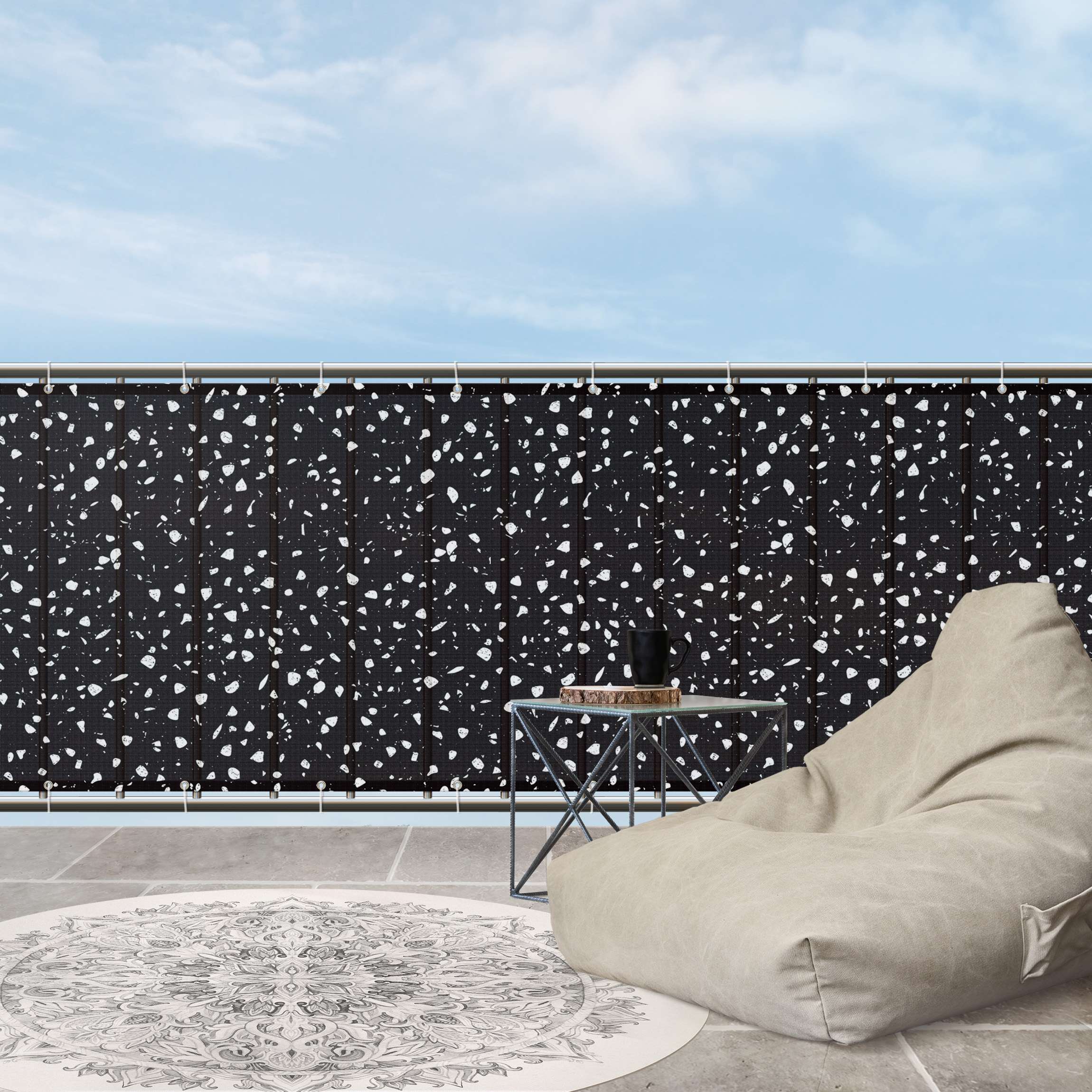 Balkon Sichtschutz Detailliertes Terrazzo Muster Palermo