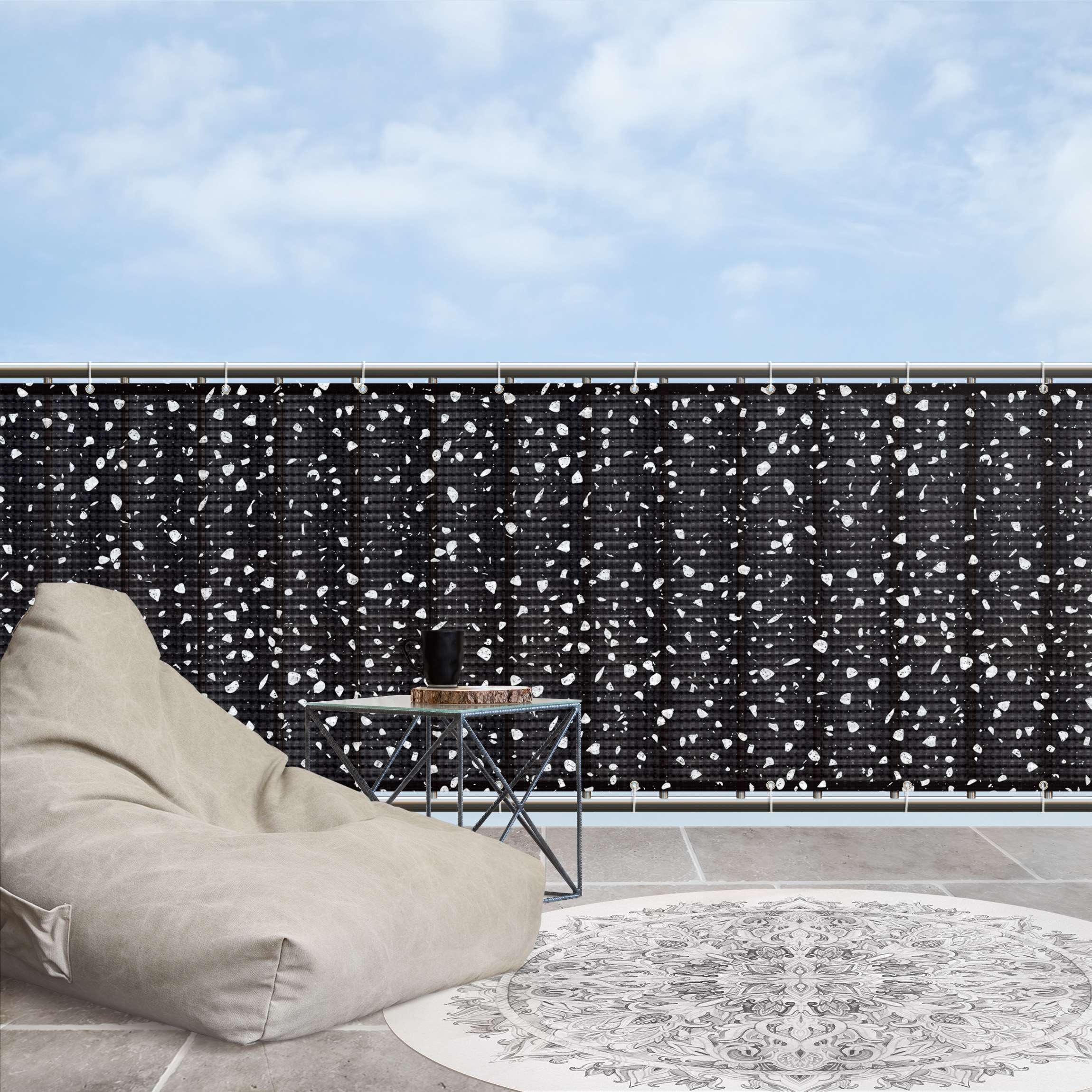 Balkon Sichtschutz Detailliertes Terrazzo Muster Palermo