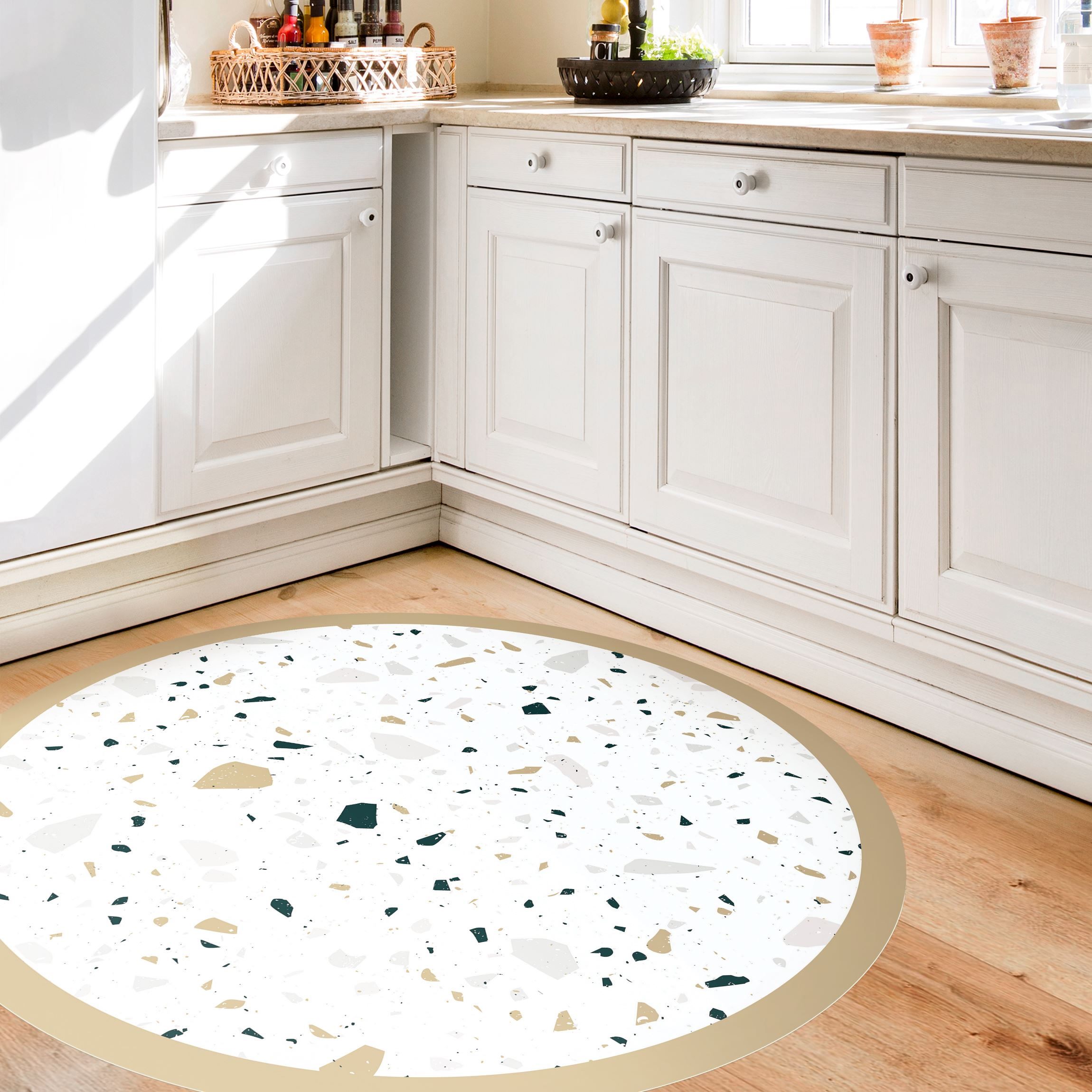 Runder Vinyl-Teppich Detailliertes Terrazzo Muster San Remo mit Rahmen