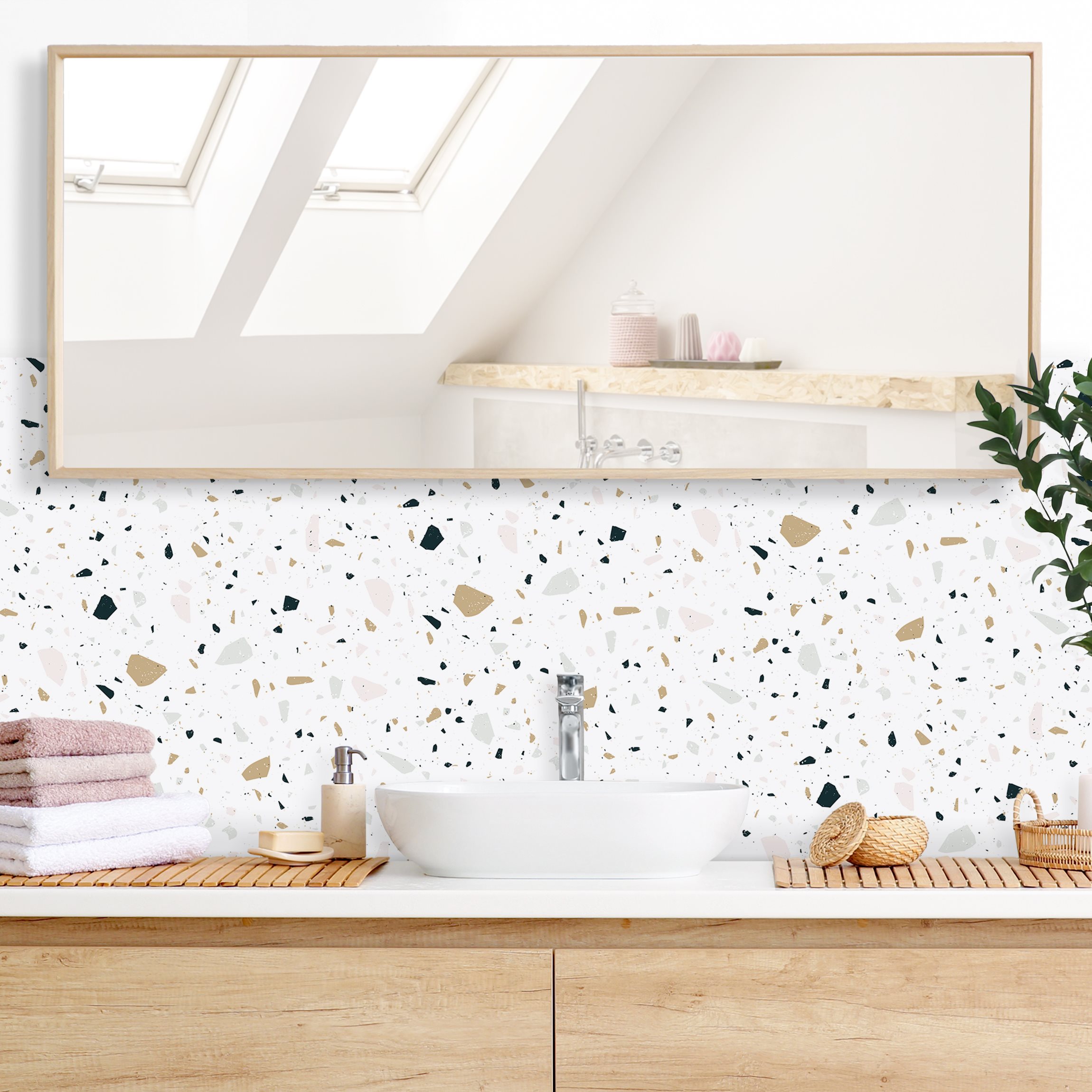 Wandverkleidung Bad Detailliertes Terrazzo Muster San Remo