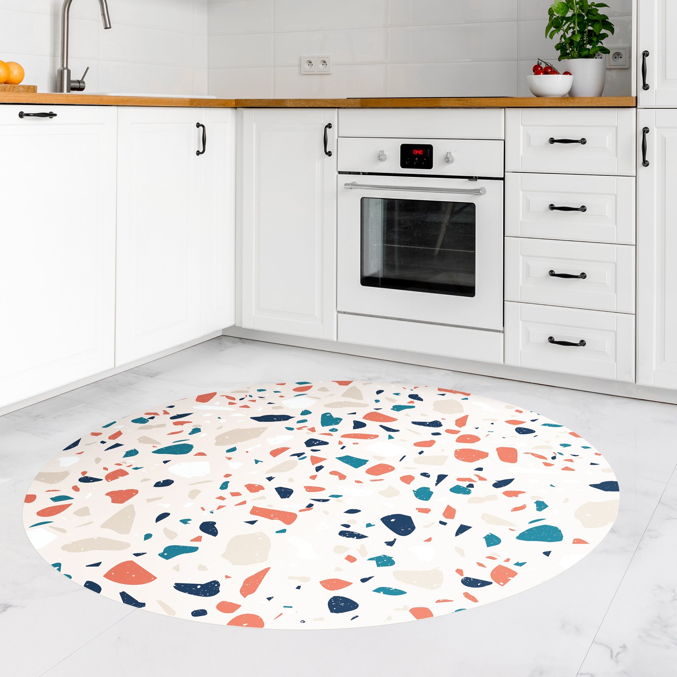 Runder Vinyl-Teppich Detailliertes Terrazzo Muster Torino