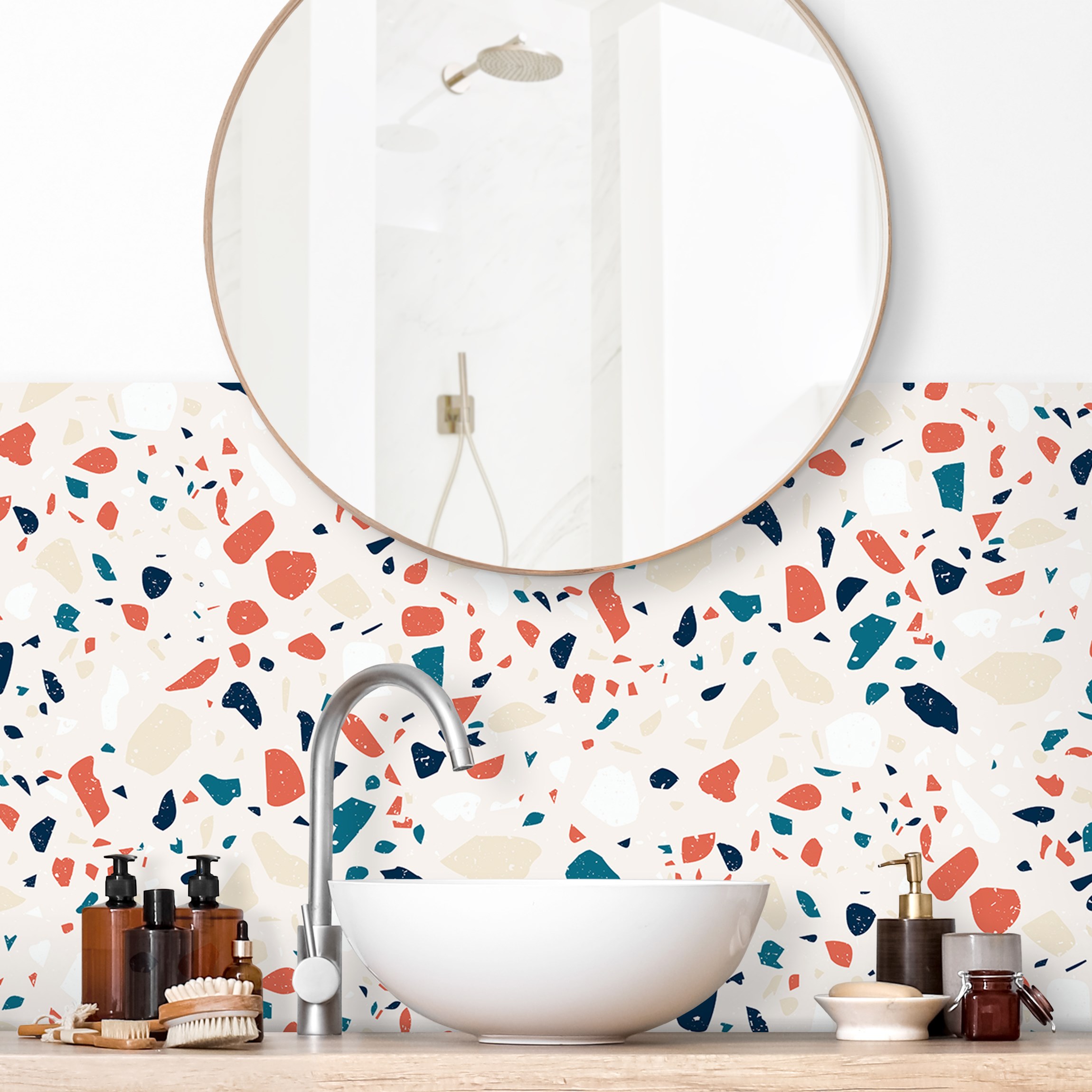 Wandverkleidung Bad Detailliertes Terrazzo Muster Torino