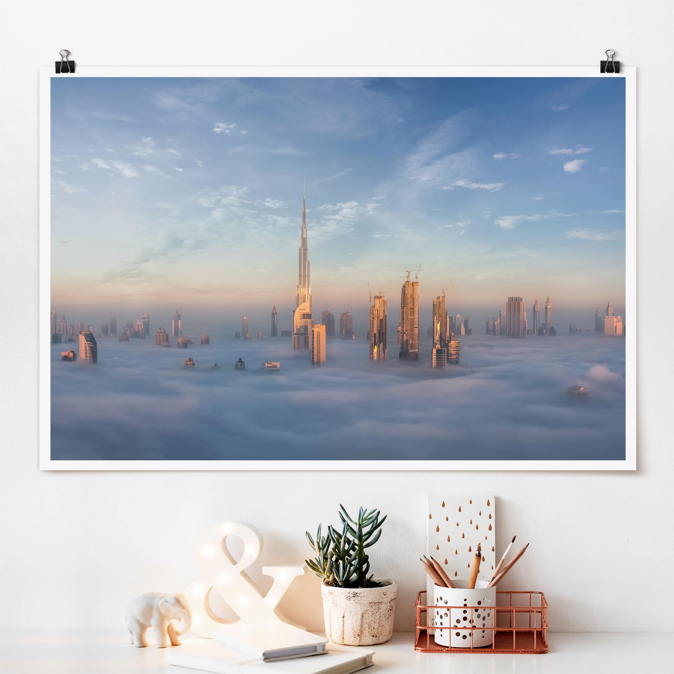 Poster - Querformat Dubai über den Wolken