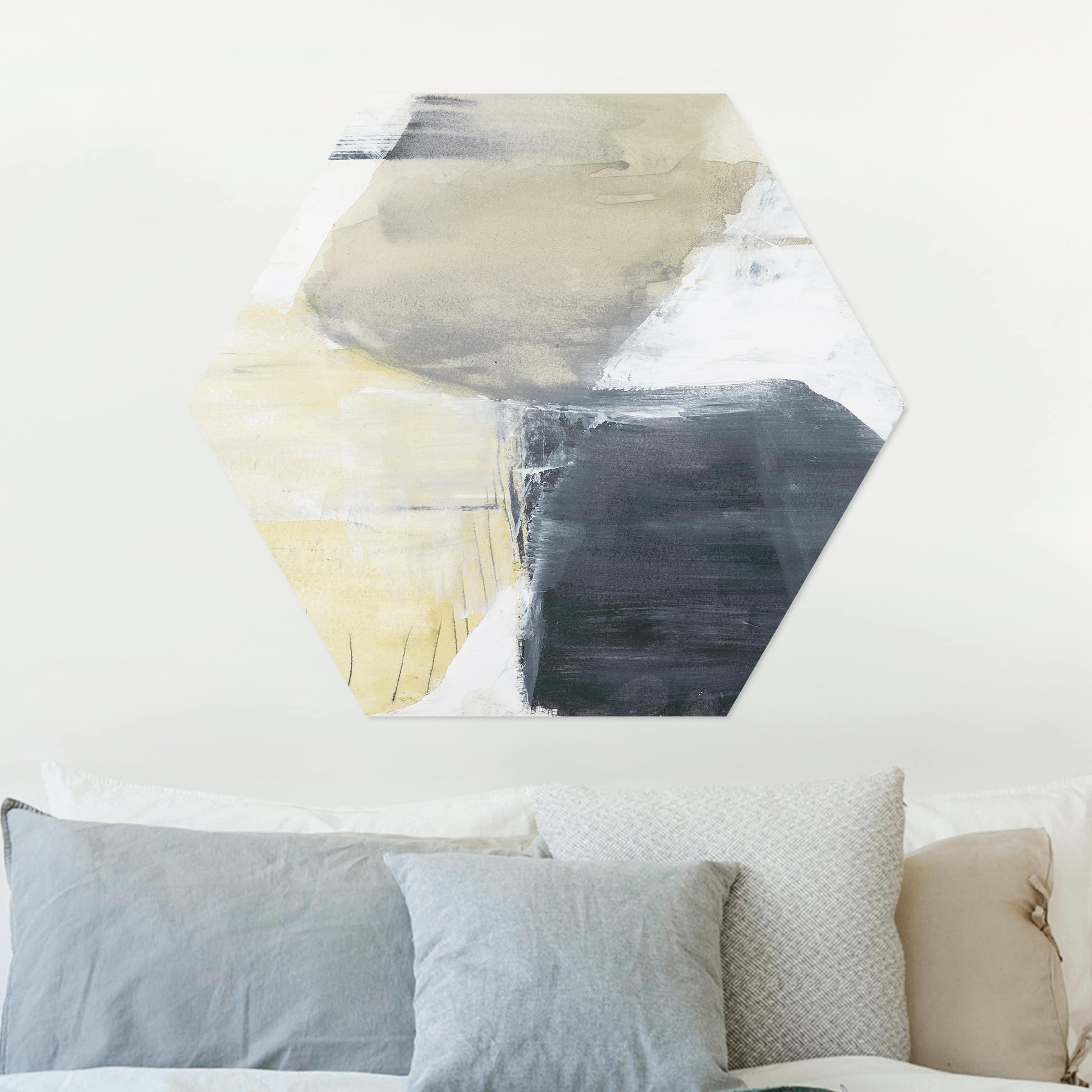 Hexagon-Alu-Dibond Bild Dreiklang mit Tigerauge I