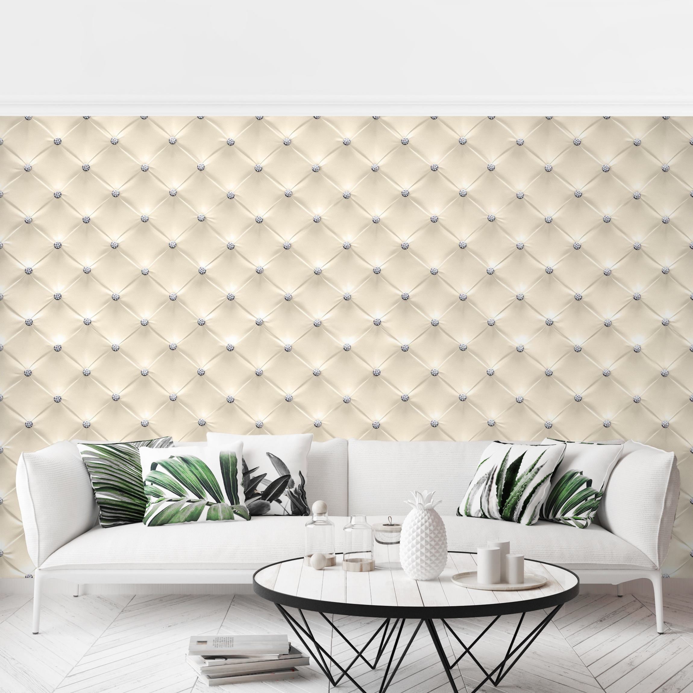 Mustertapete Diamant Creme Luxus