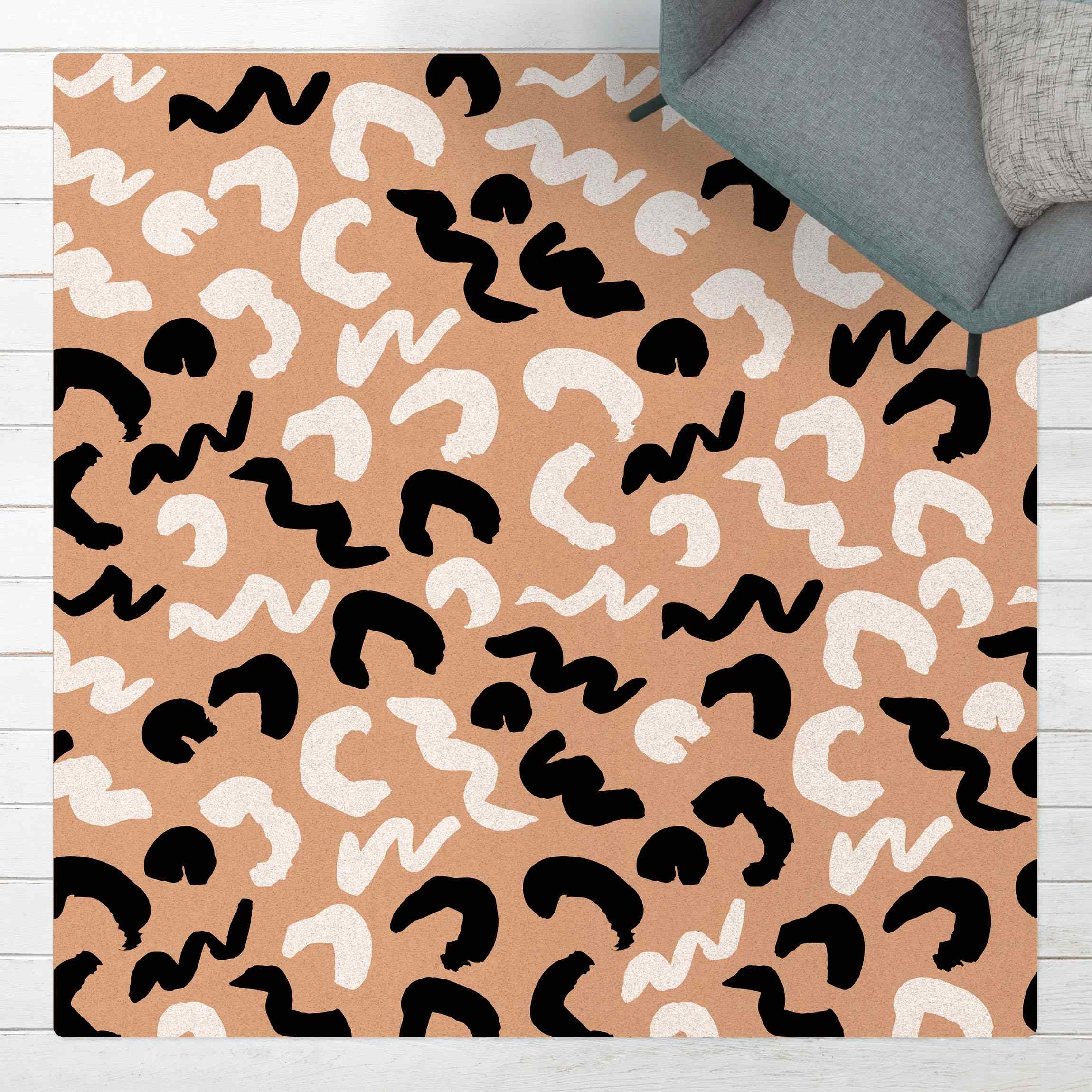 Kork-Teppich Dicke Pinselstriche Zebra