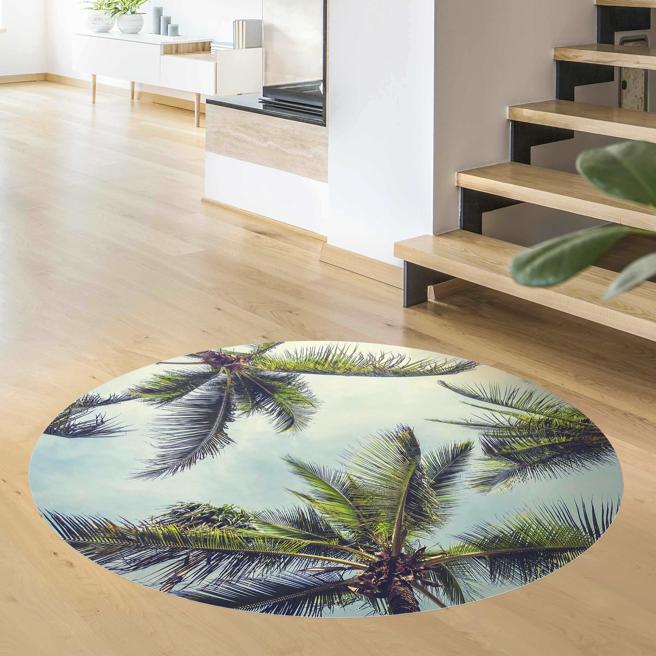 Runder Vinyl-Teppich Die Palmen