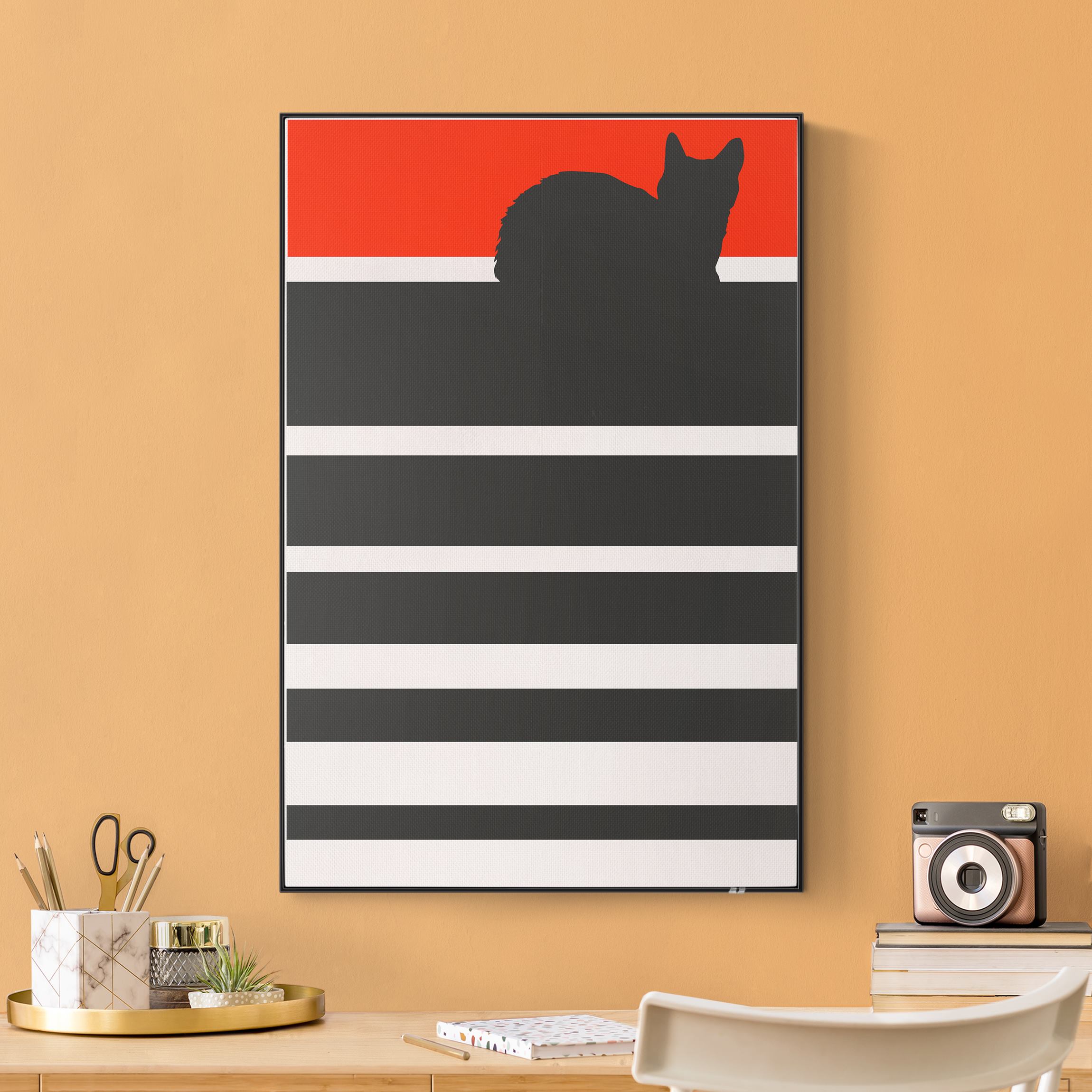 Akustik-Wechselbild Digitaler Sonnenuntergang - Katze