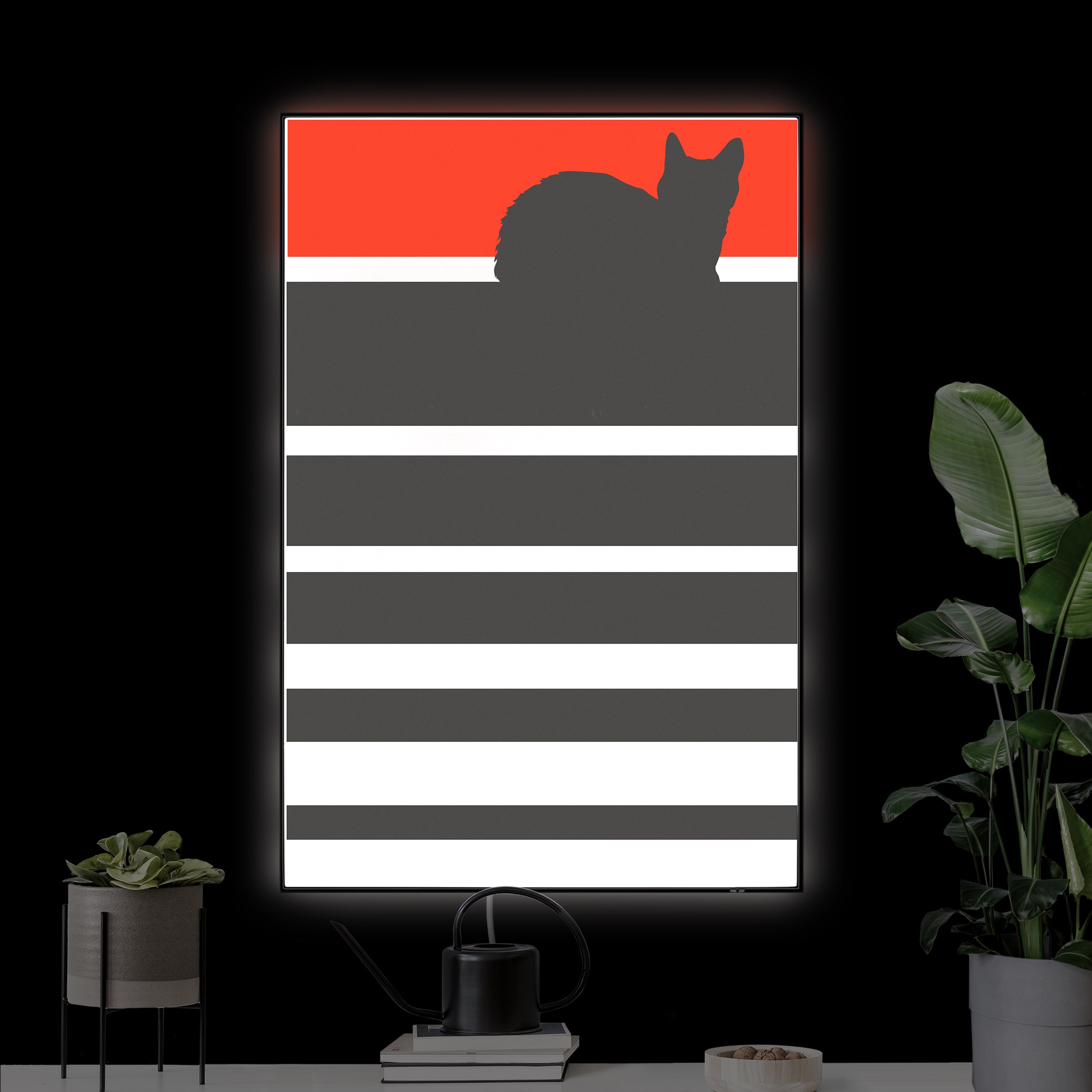 LED-Wechselbild Digitaler Sonnenuntergang - Katze