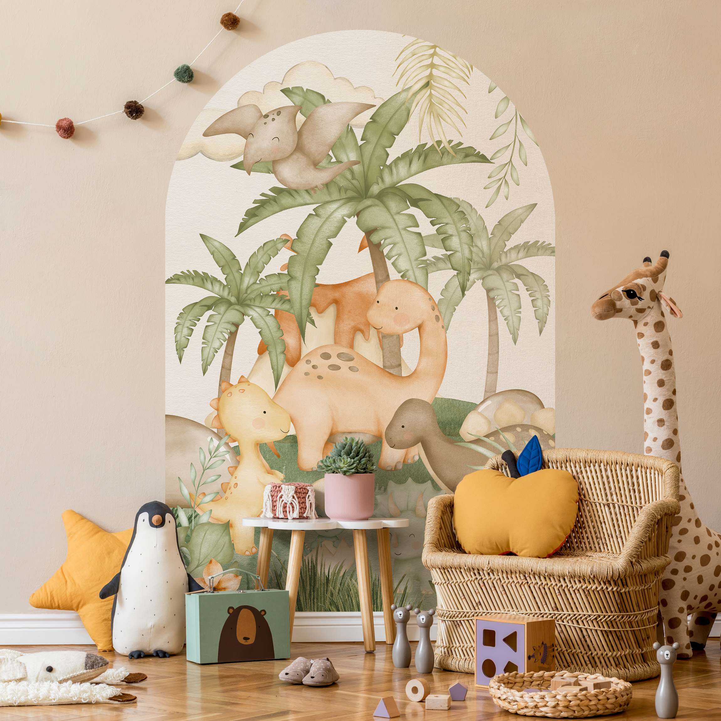 Rundbogen Tapete Dino Baby Welt