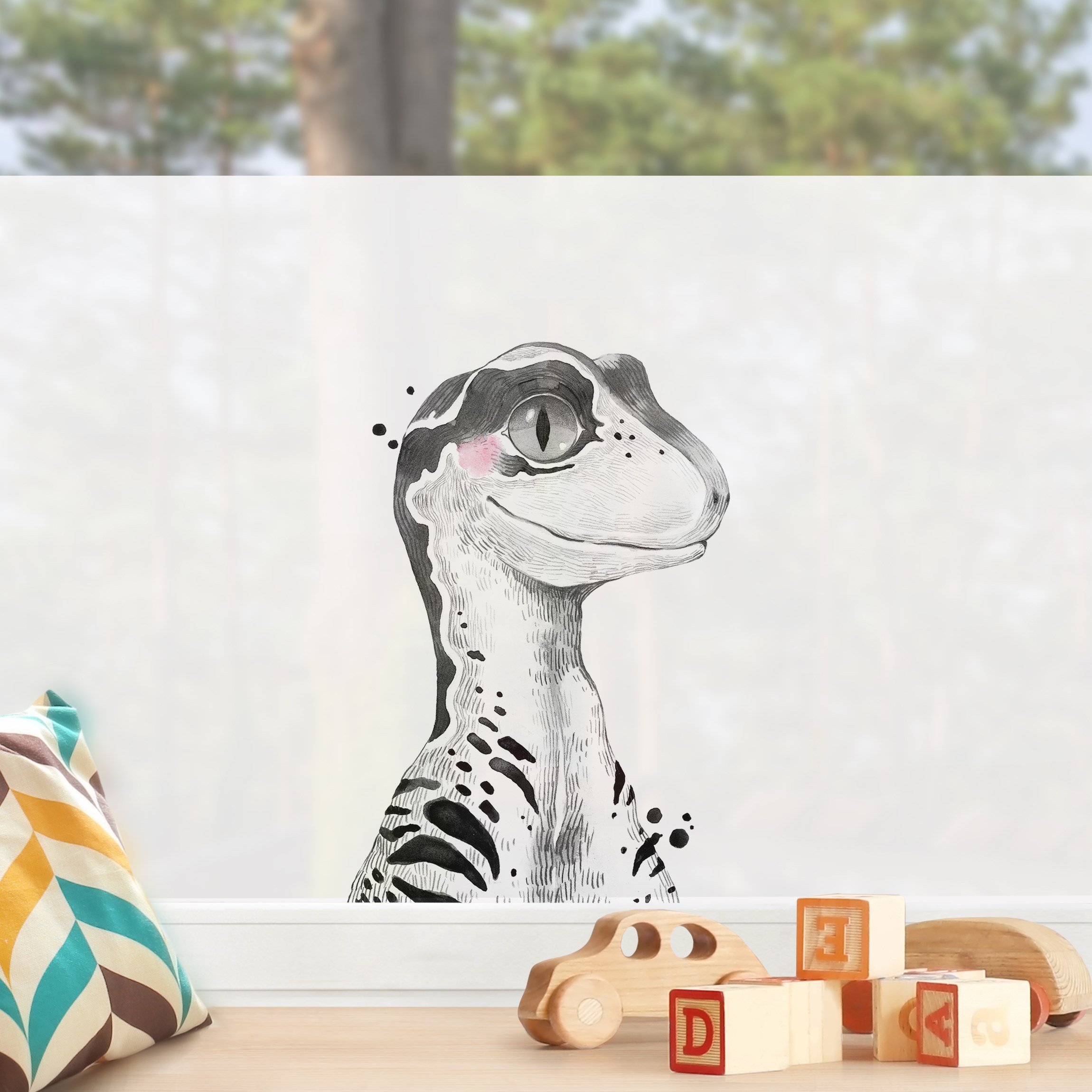 Fensterfolie Dino Zeichnung - Raptor