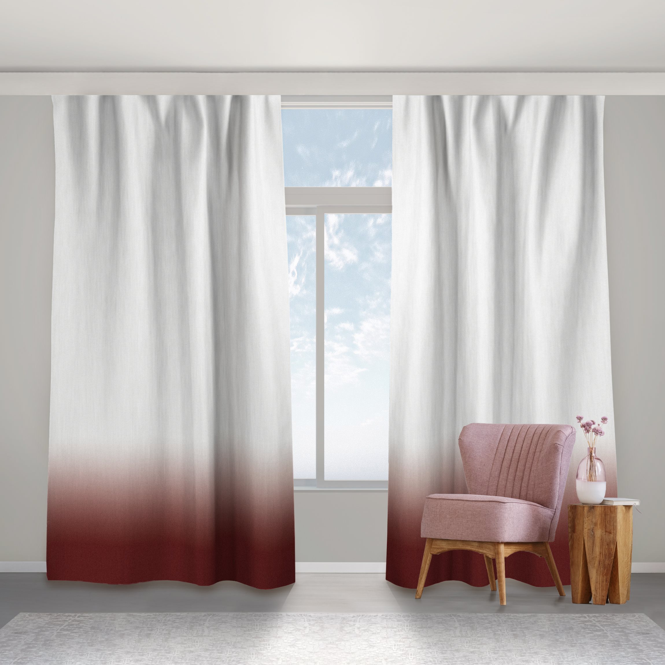 Vorhang Dip-Dye Dunkel Rot