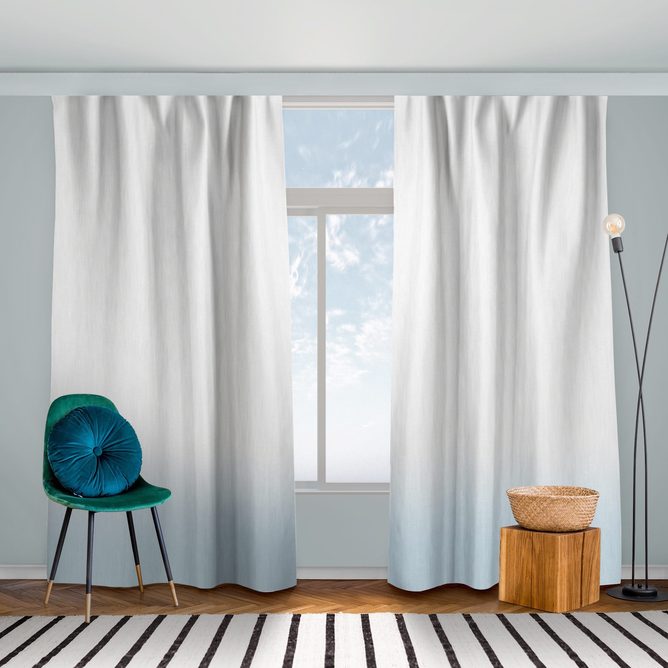 Vorhang Dip-Dye Himmelblau
