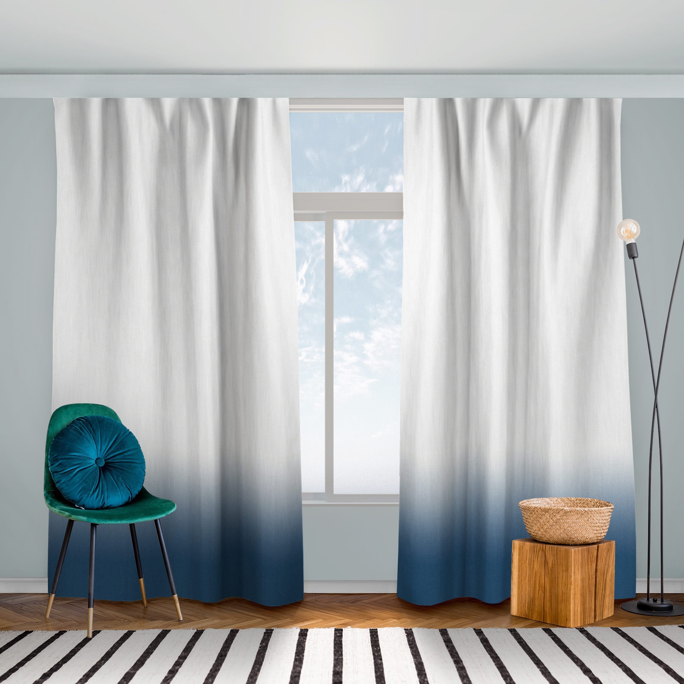 Vorhang Dip-Dye Ozeanblau