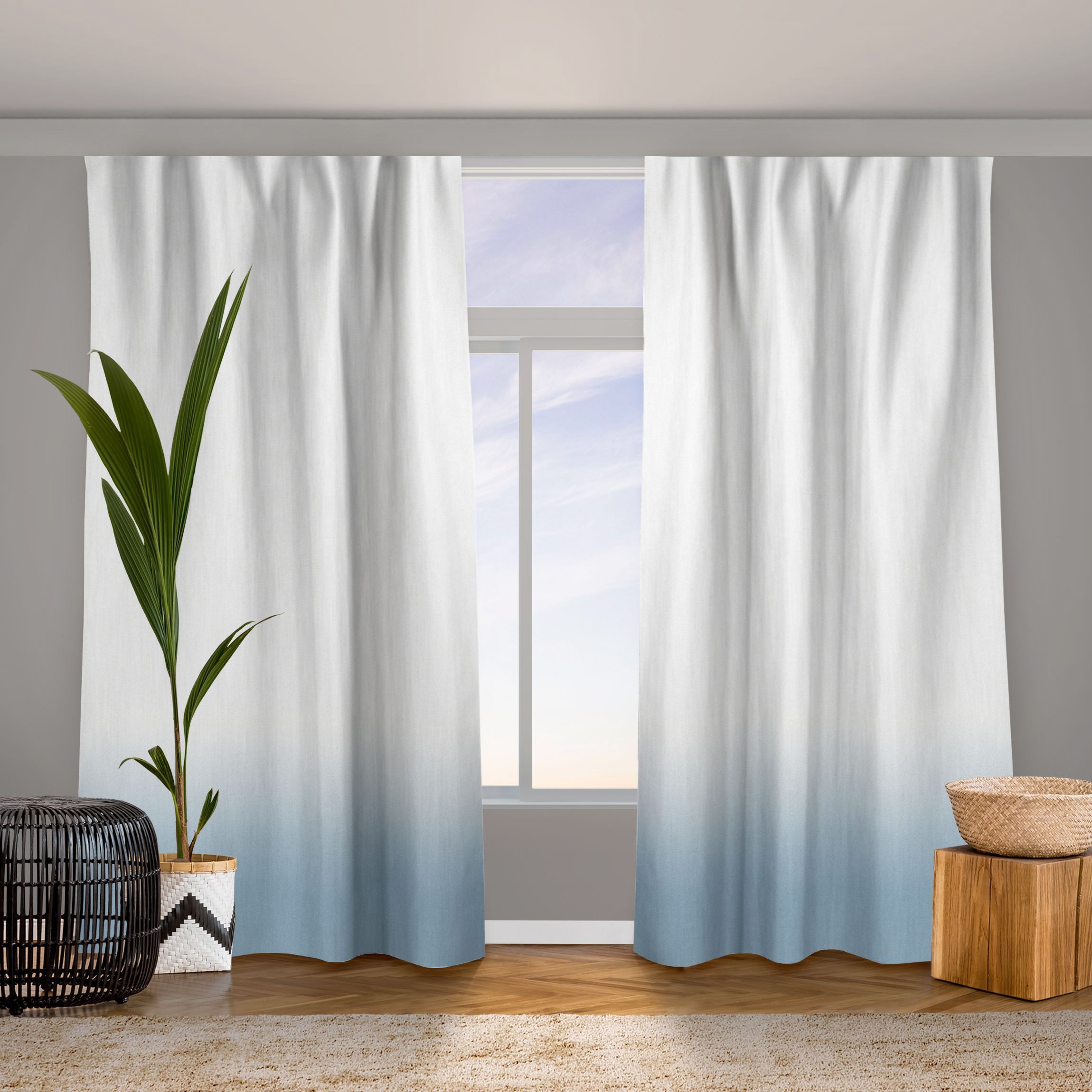 Vorhang Dip-Dye Pastell Blau