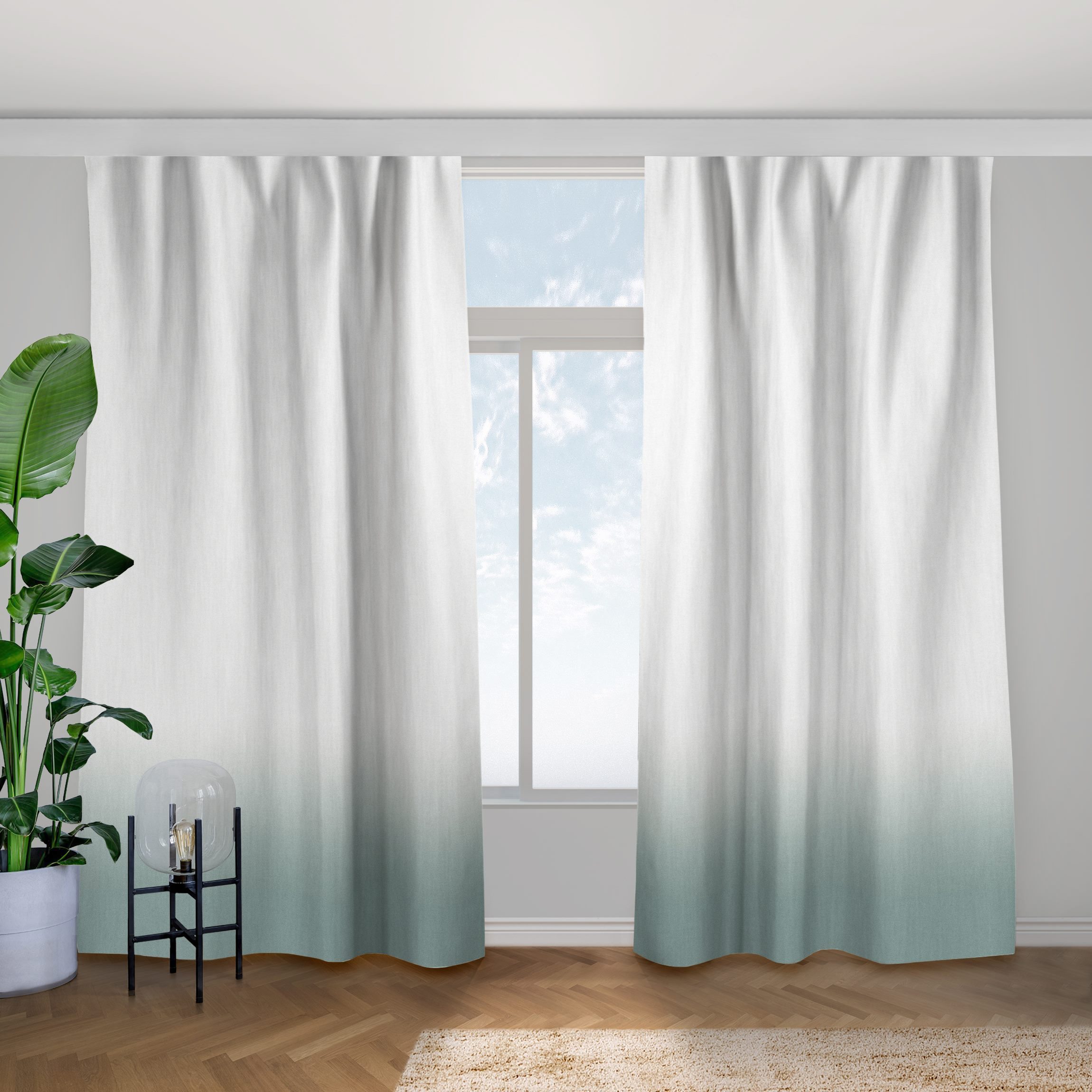 Vorhang Dip-Dye Pastell Petrol