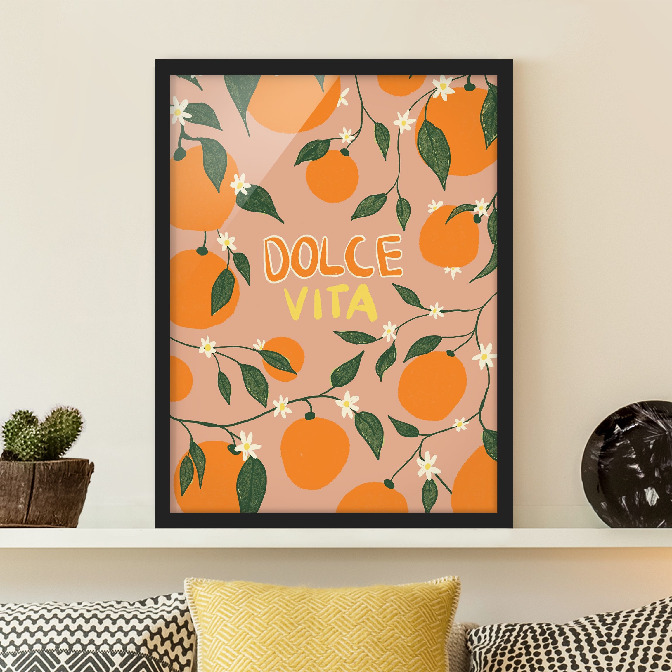 Bild mit Rahmen Dolce Vita mit Orangen