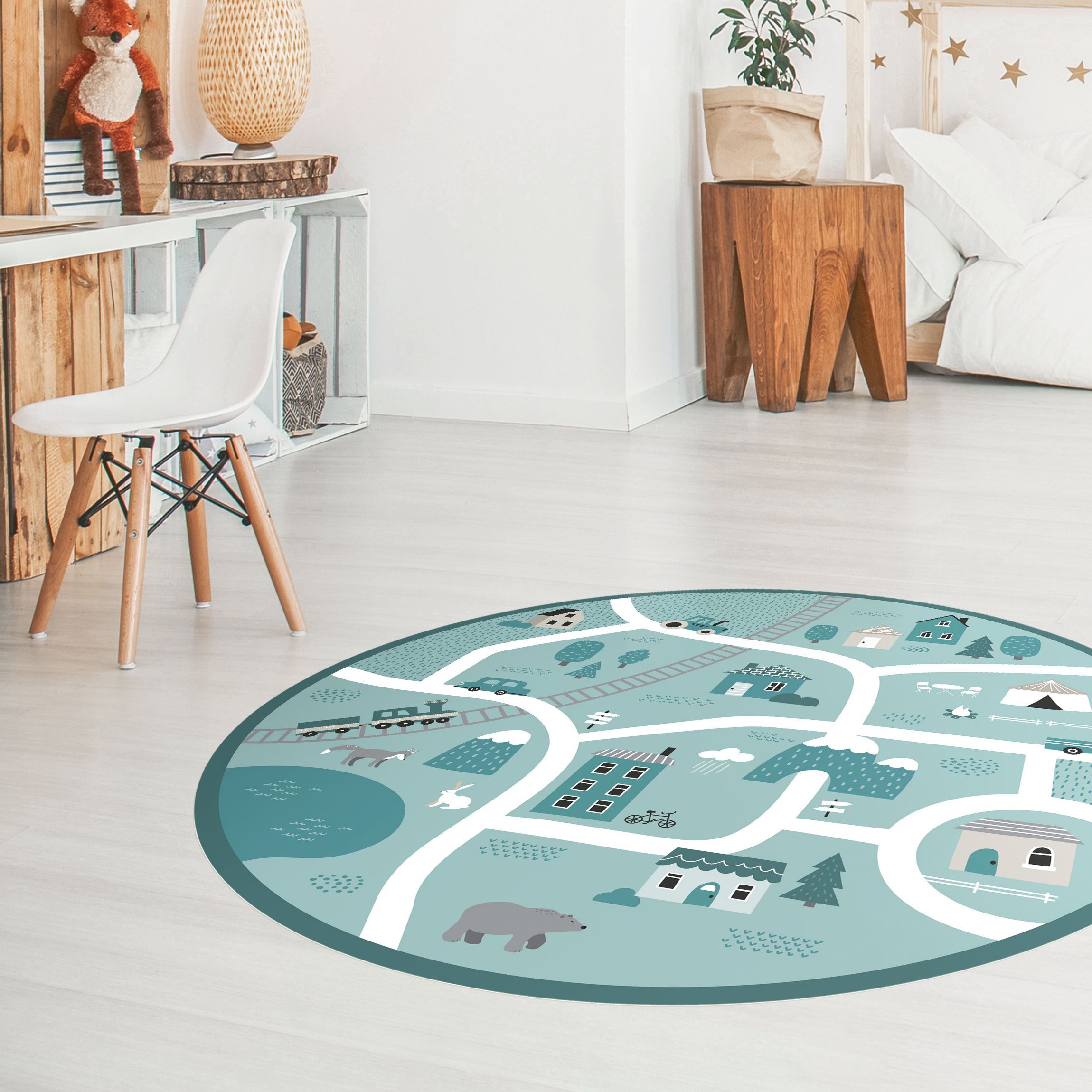 Runder Vinyl-Teppich Dorf - Klein aber fein