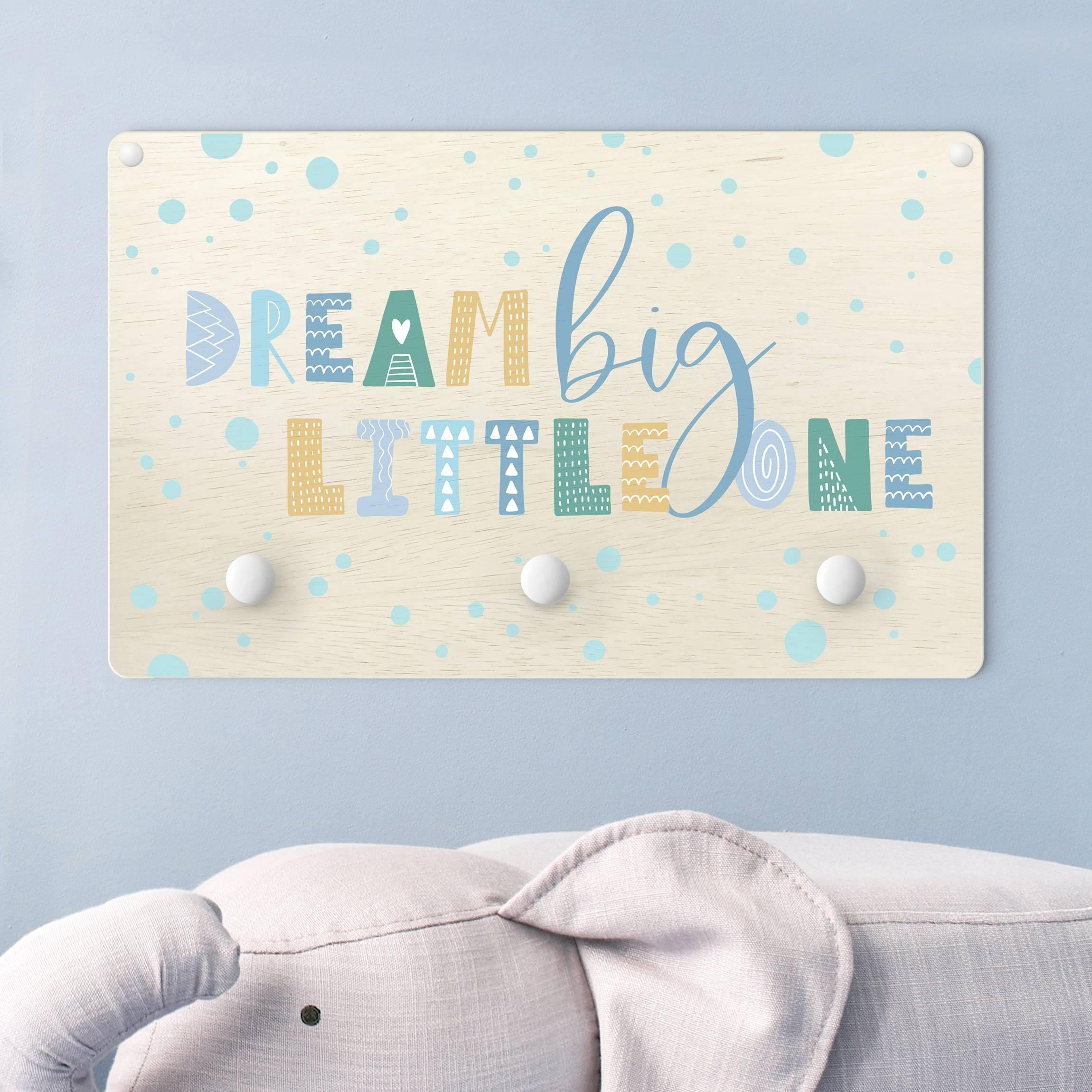 Kindergarderobe Holz Dream big little one Blau