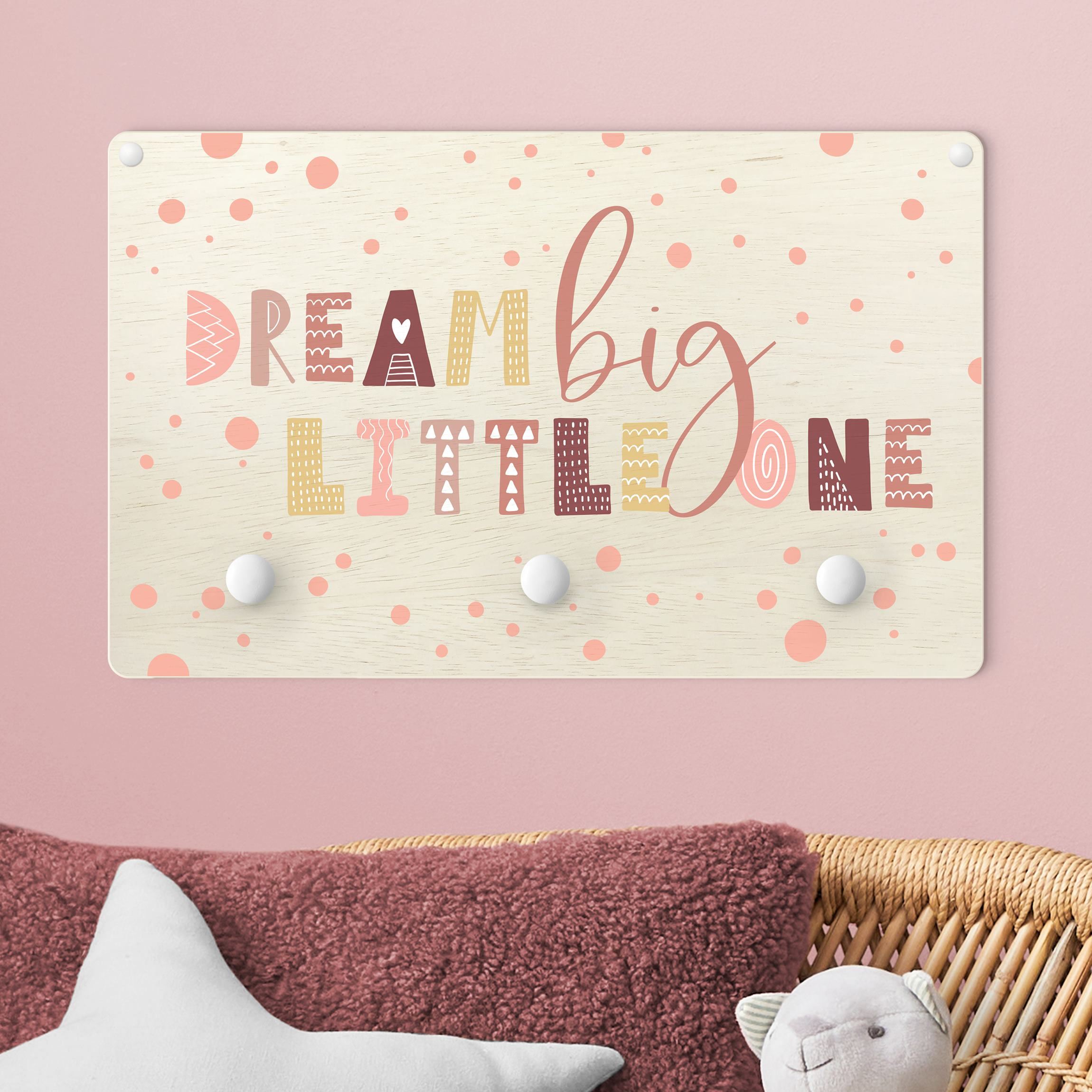 Kindergarderobe Holz Dream big little one Rosa