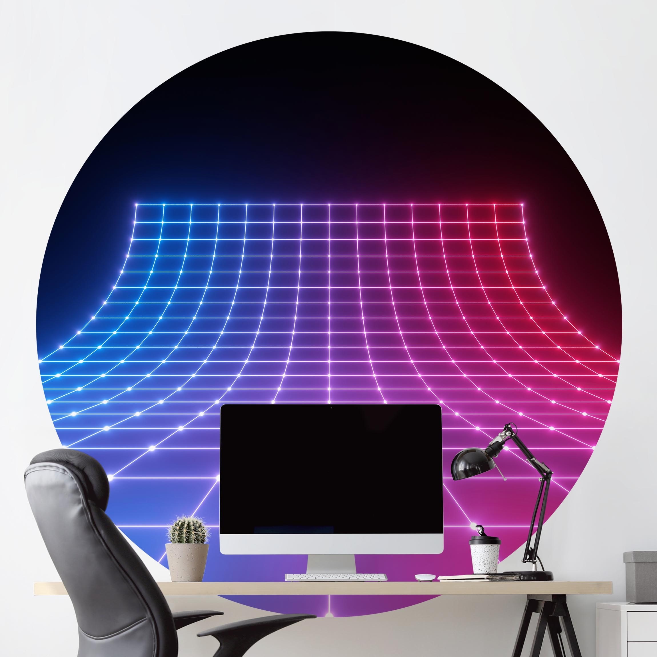 Runde Tapete selbstklebend Dreidimensionales Neonlicht