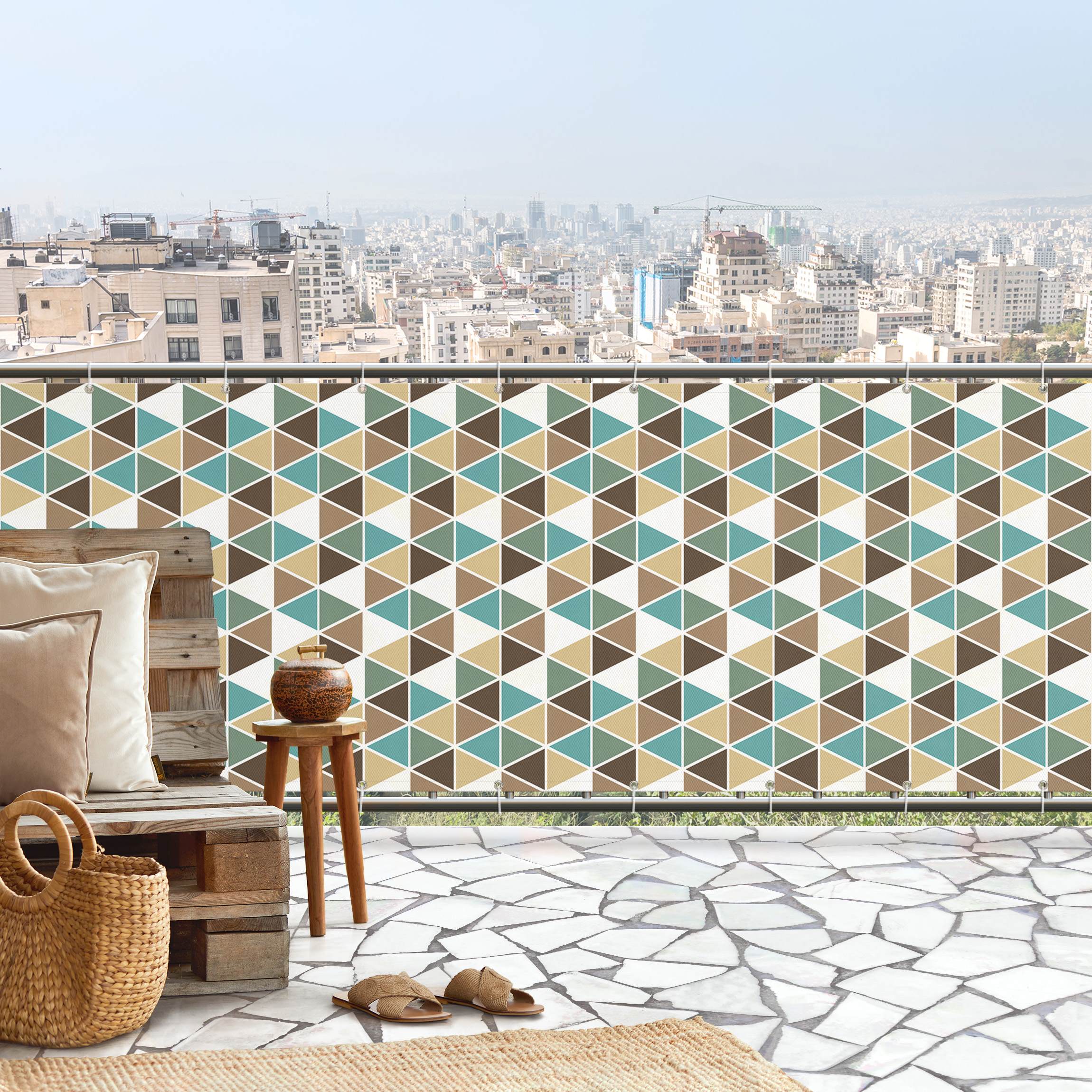 Balkon Sichtschutz Dreieck Rapportmuster II