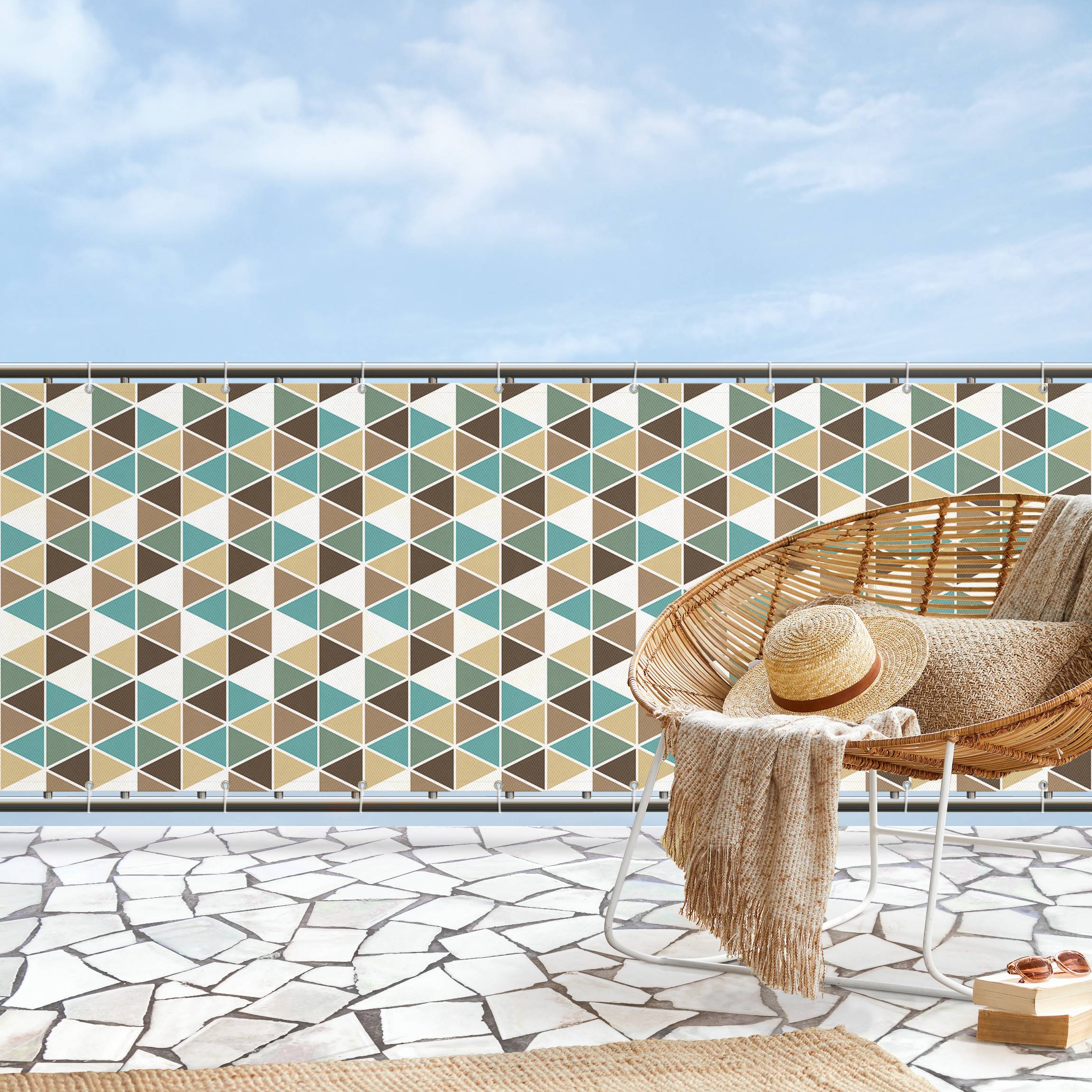 Balkon Sichtschutz Dreieck Rapportmuster II