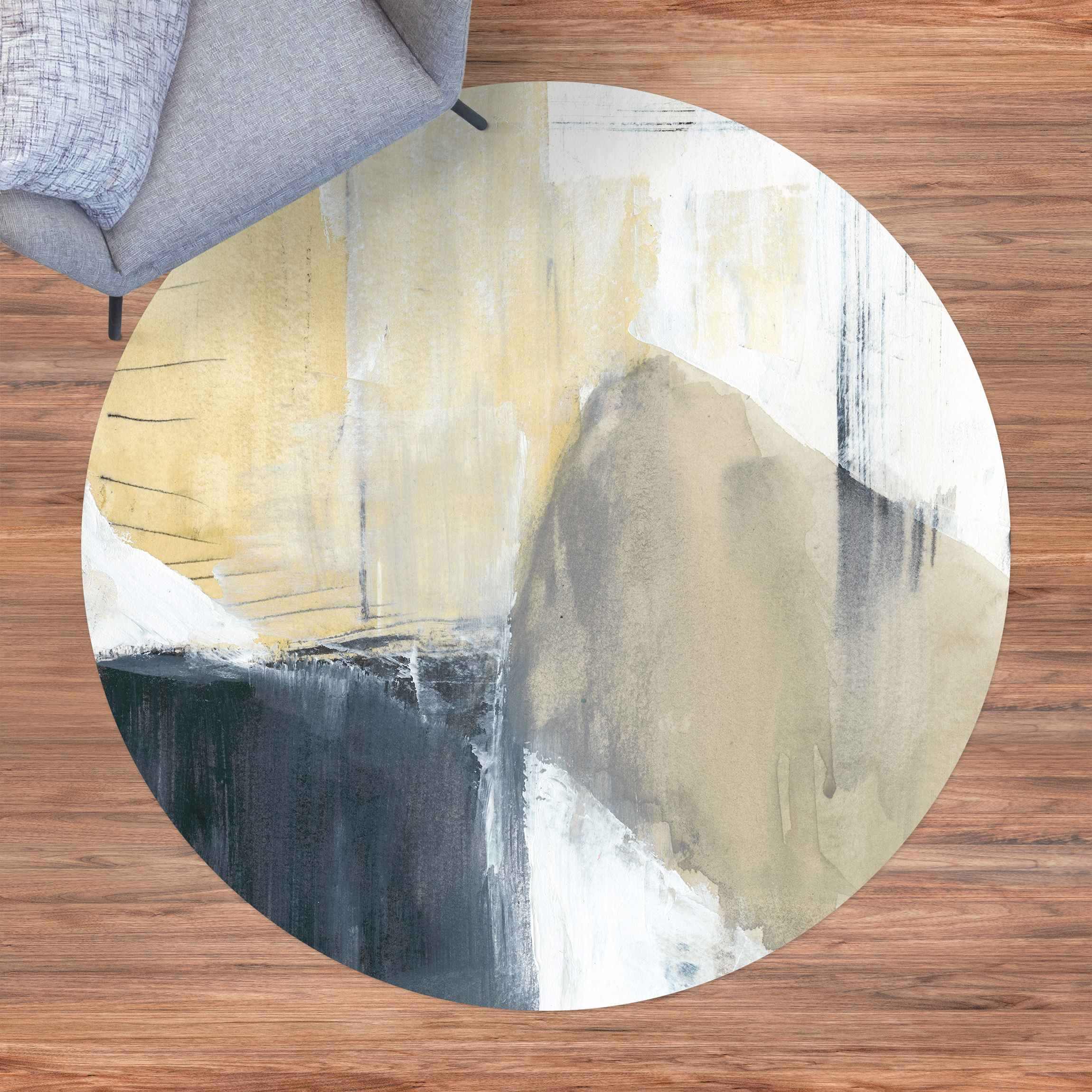 Runder Vinyl-Teppich Dreiklang mit Tigerauge I