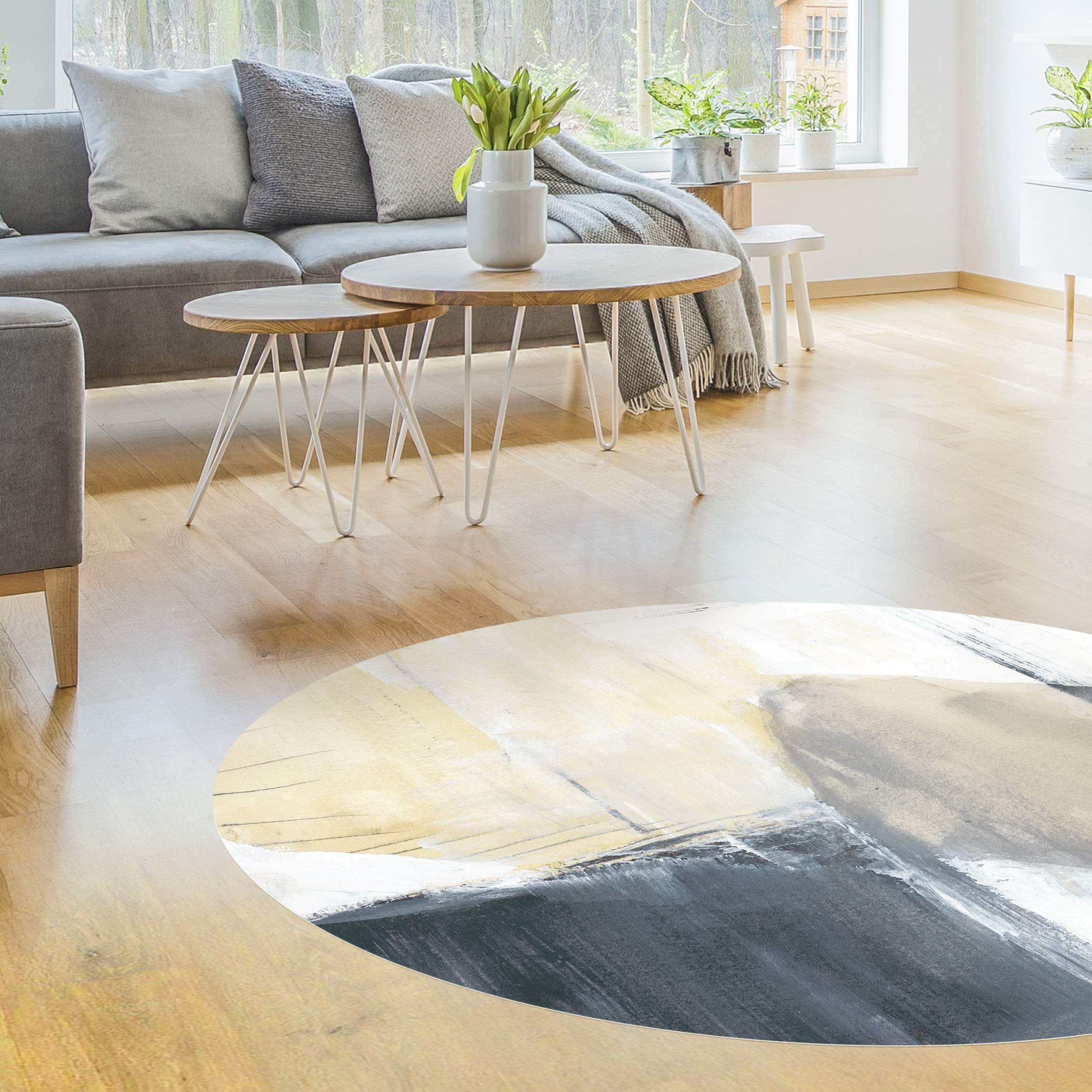 Runder Vinyl-Teppich Dreiklang mit Tigerauge I