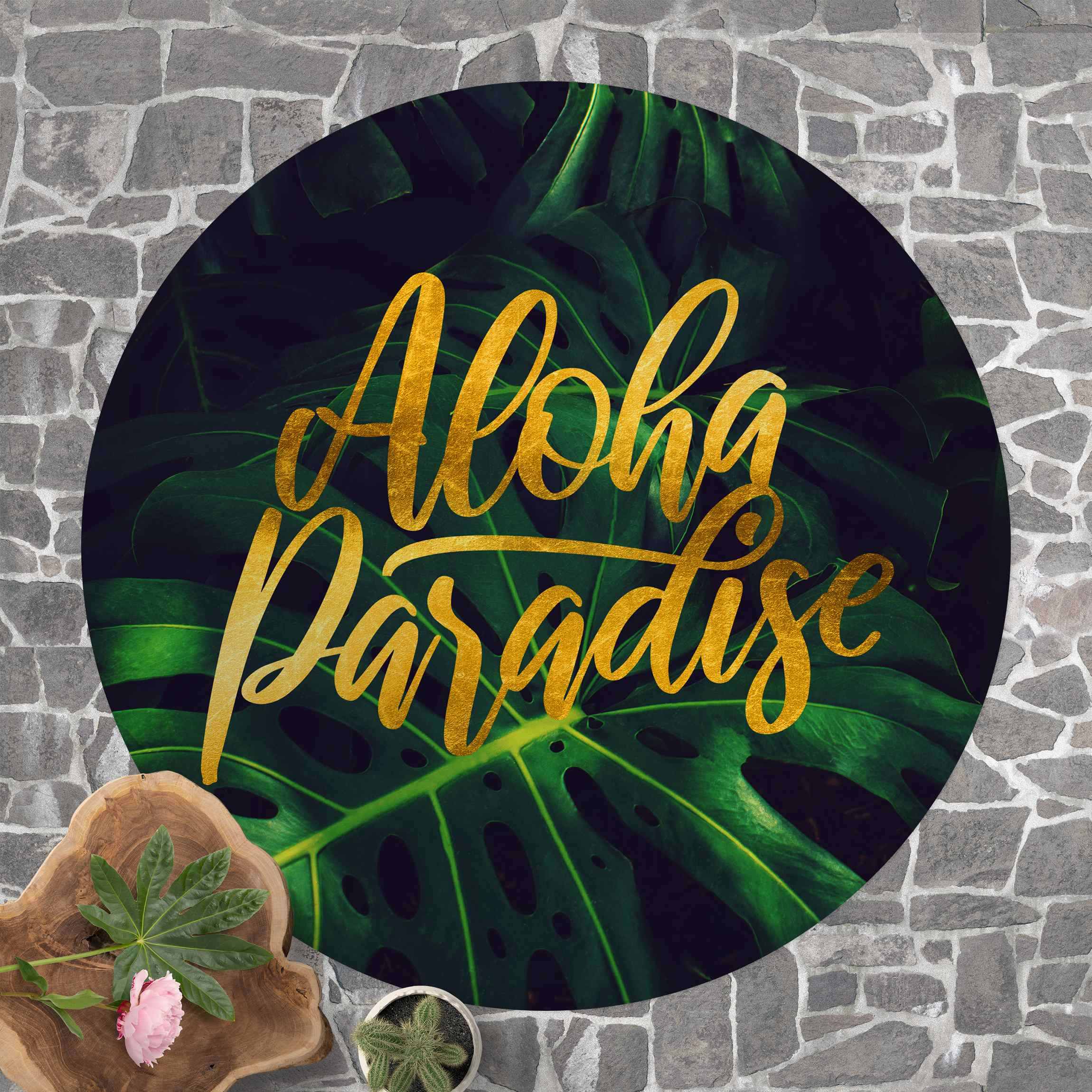 Runder Vinyl-Teppich Dschungel - Aloha Paradise