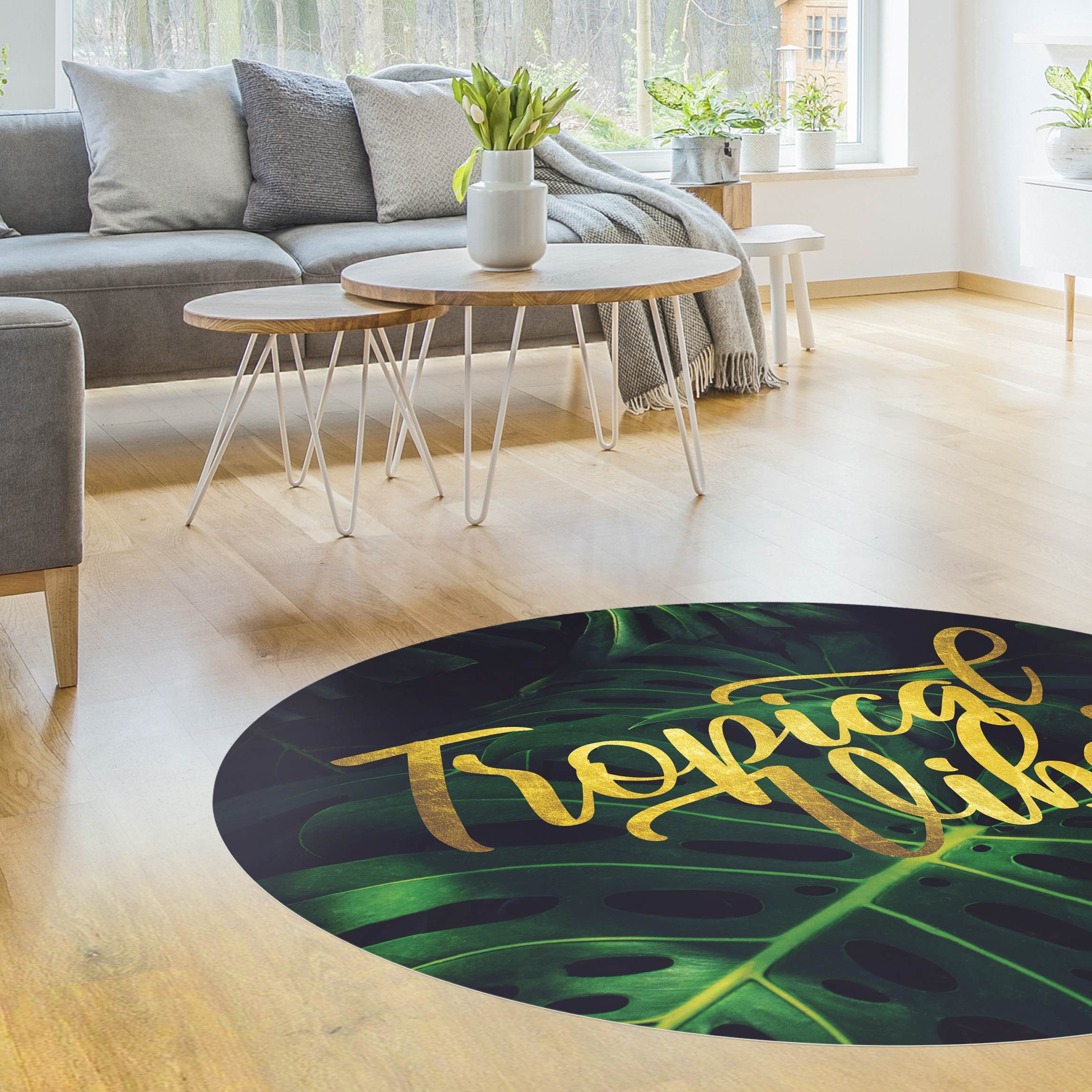 Runder Vinyl-Teppich Dschungel - Tropical Vibes