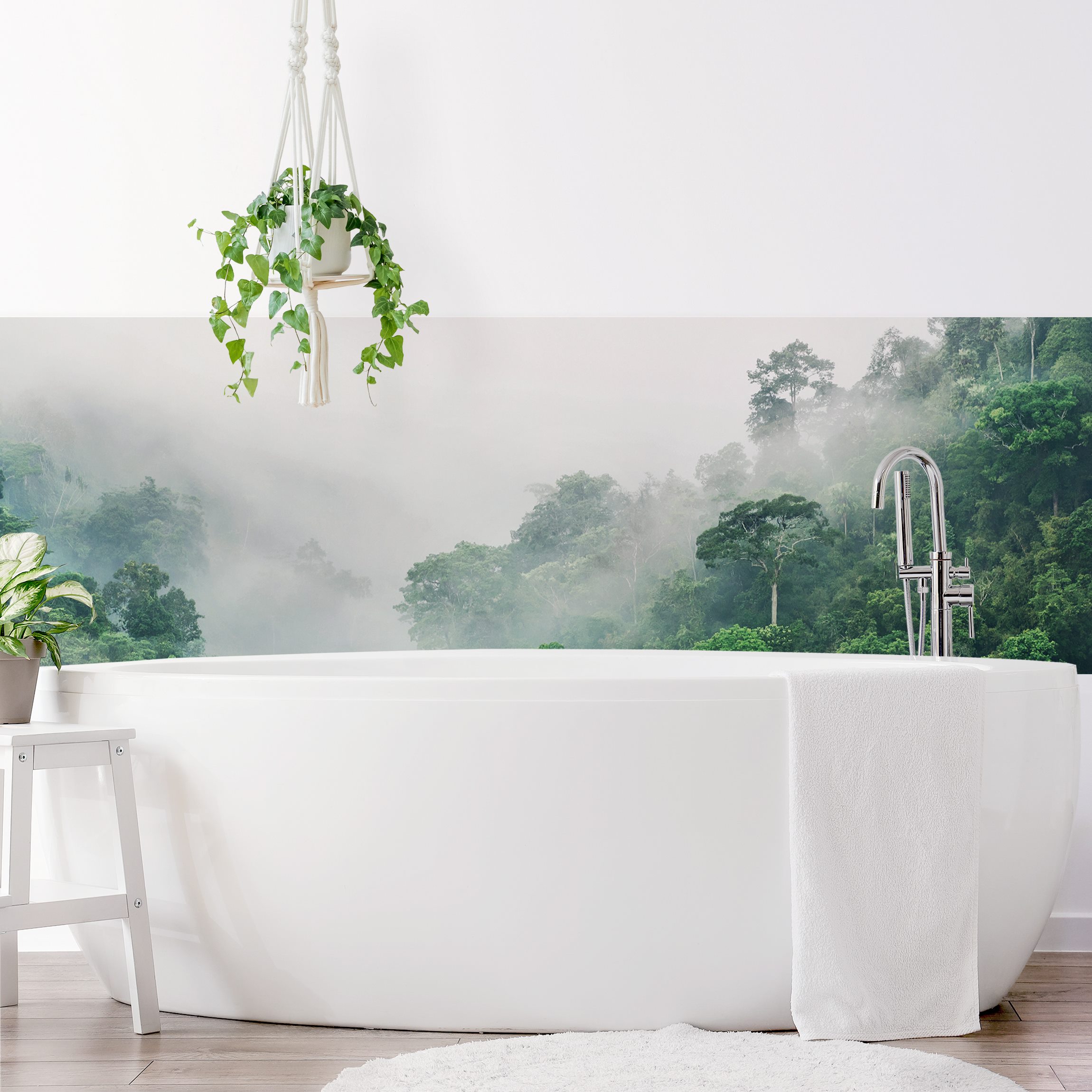 Wandverkleidung Bad Dschungel im Nebel