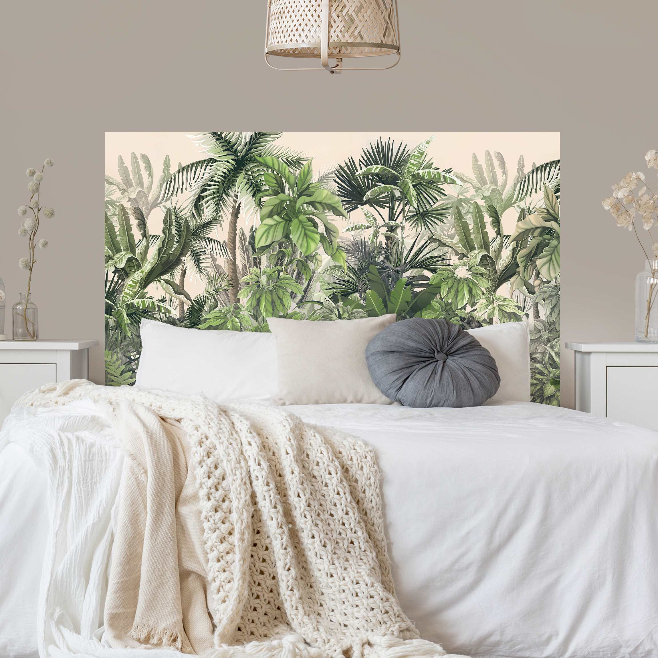 Kopfteil Bett Dschungelpflanzen in Grün