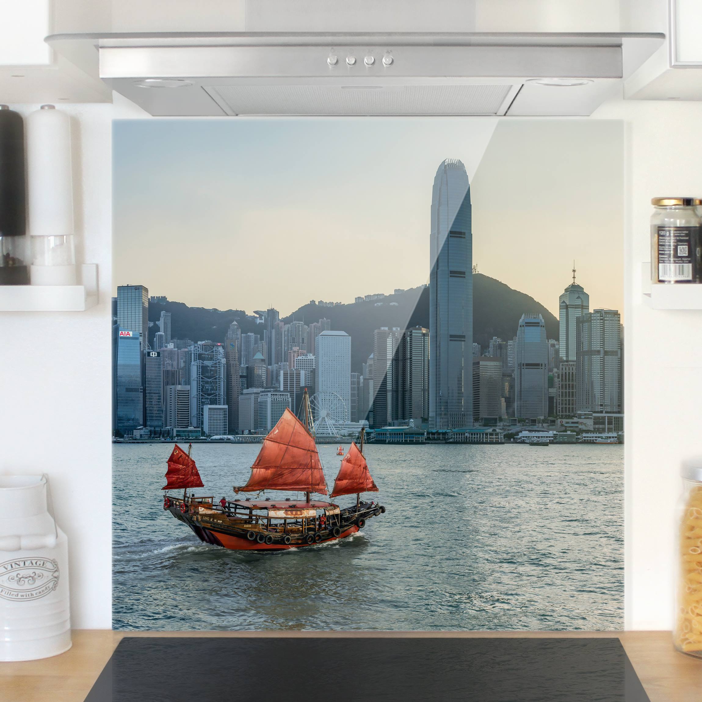 Glas Spritzschutz Dschunke im Victoria Harbour